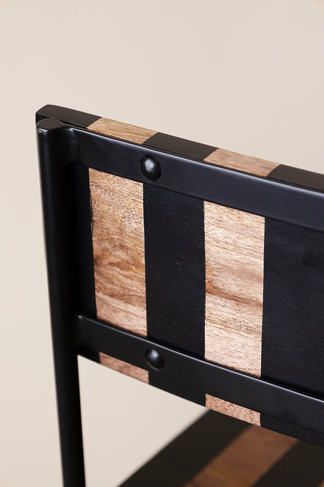 Black Stripe Wooden Bar Stool - 24