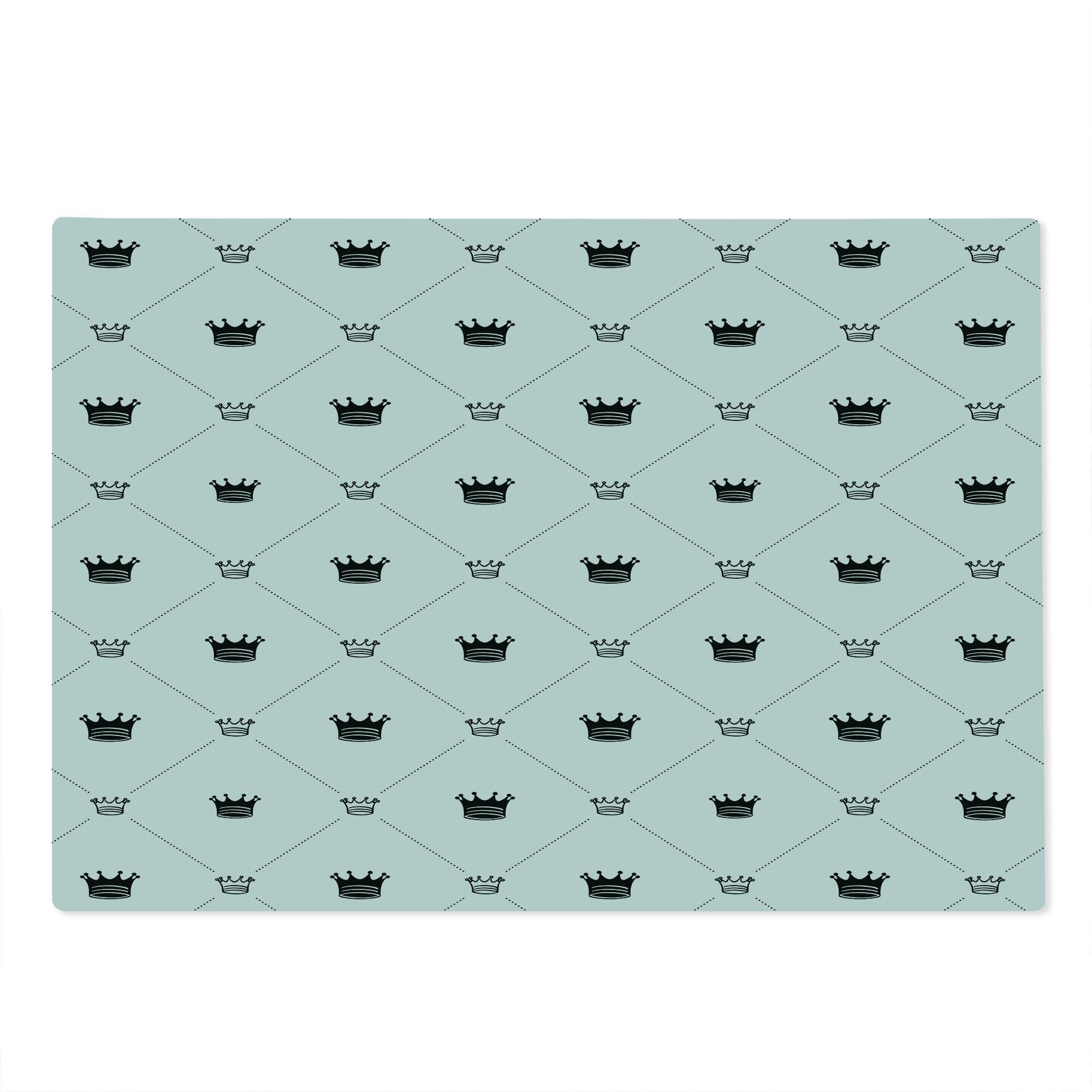 Ambesonne Abstract Diamond Check Cutting Board - Traditional Symbolic Crowns Power & Victory Sign - Monochrome Black & White - Large Tempered Glass Serving Board for Kitchen & Dining Decor - Perfect for Entertaining, Charcuterie & Cheese Platters
