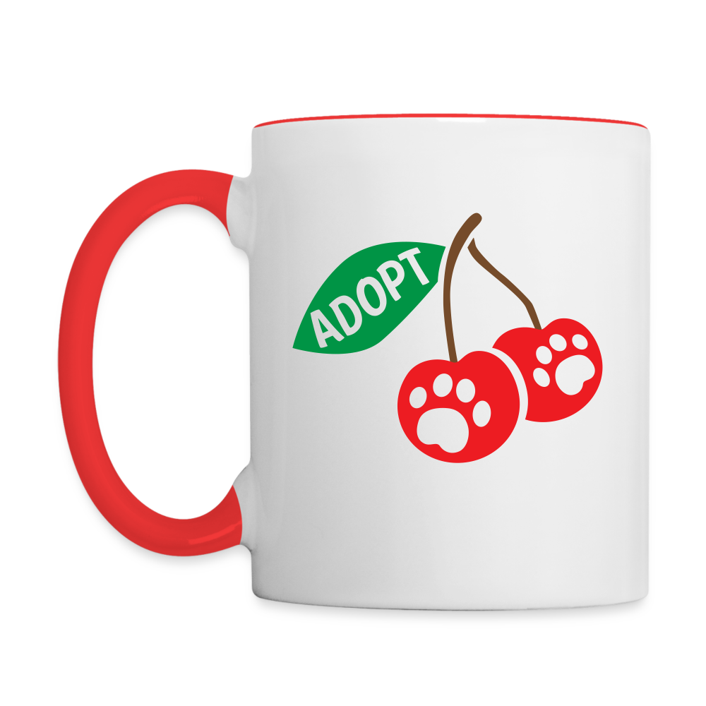 Door County Cherries Contrast Coffee Mug - 14oz Ceramic Travel Mug for Hot & Cold Drinks - Perfect for Home, Office, or Camping