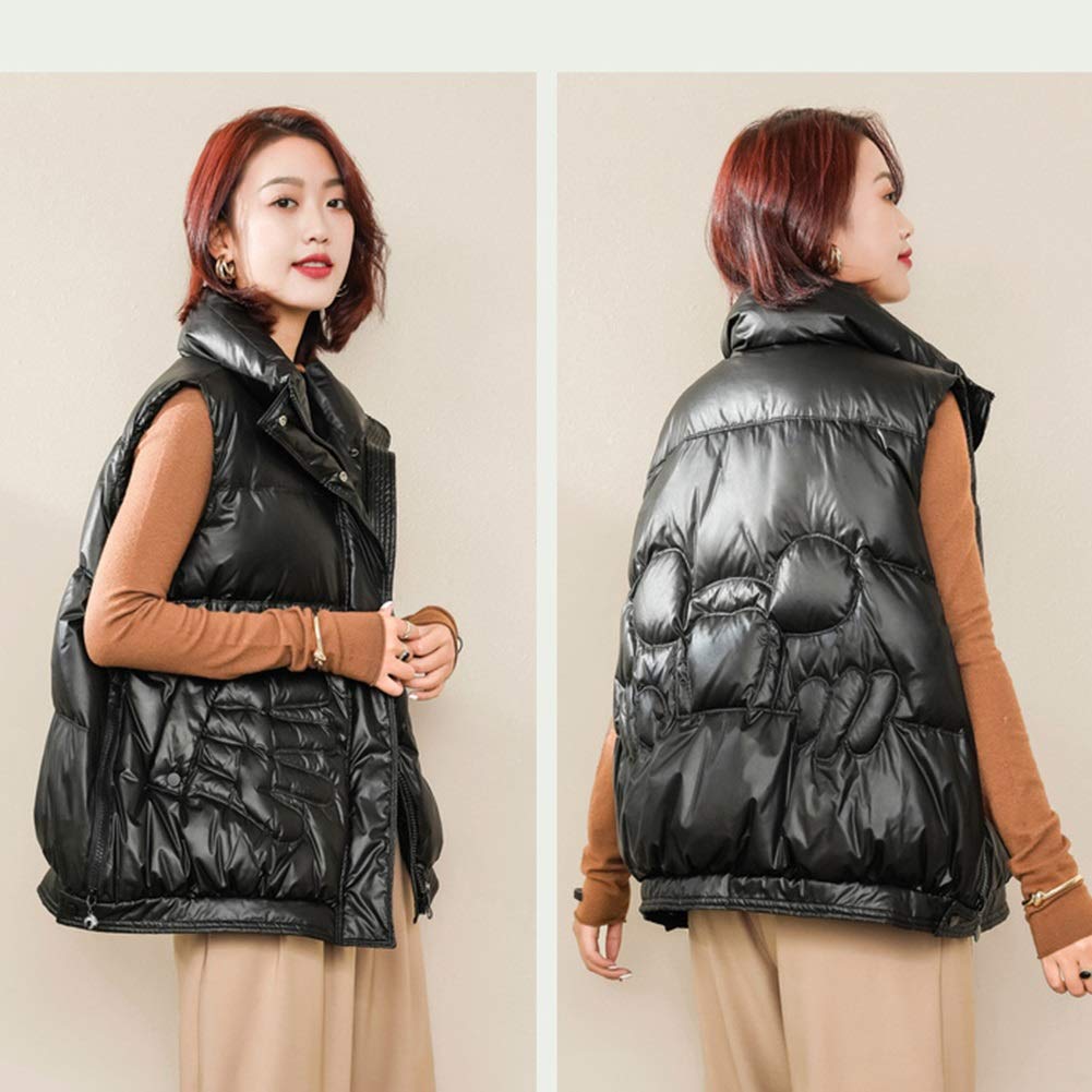 Women's Herringbone Travel Vest with Pockets - Warm Winter Waistcoat Outerwear for Casual Wear & Outdoor Adventures (Black, X-Large) | Perfect for Hiking, Commuting & Travel