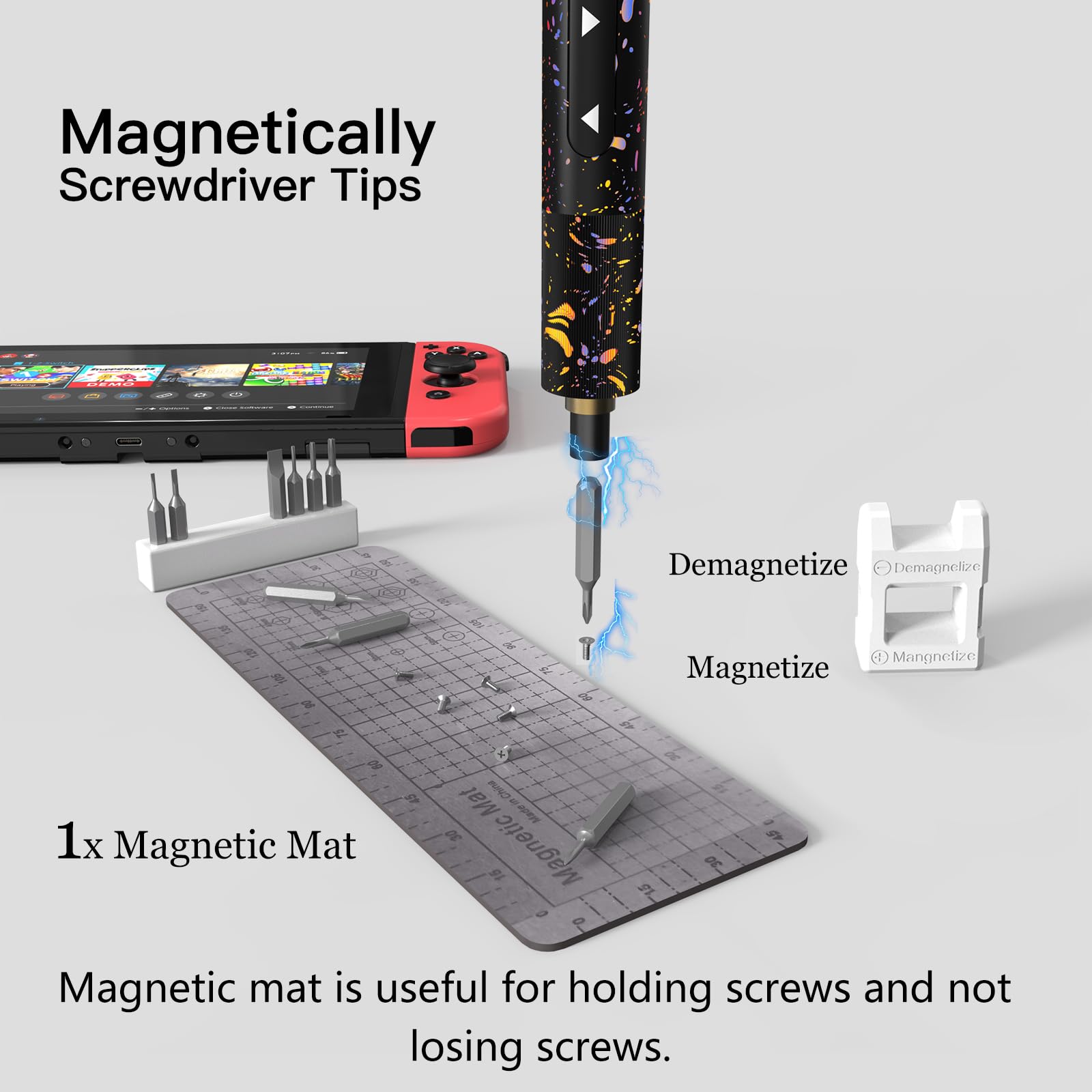 47-in-1 Rechargeable Electric Screwdriver Kit with 40 Magnetic Bits - Mini Cordless Power Screwdriver for Electronics, Cameras, Phones & DIY Projects
