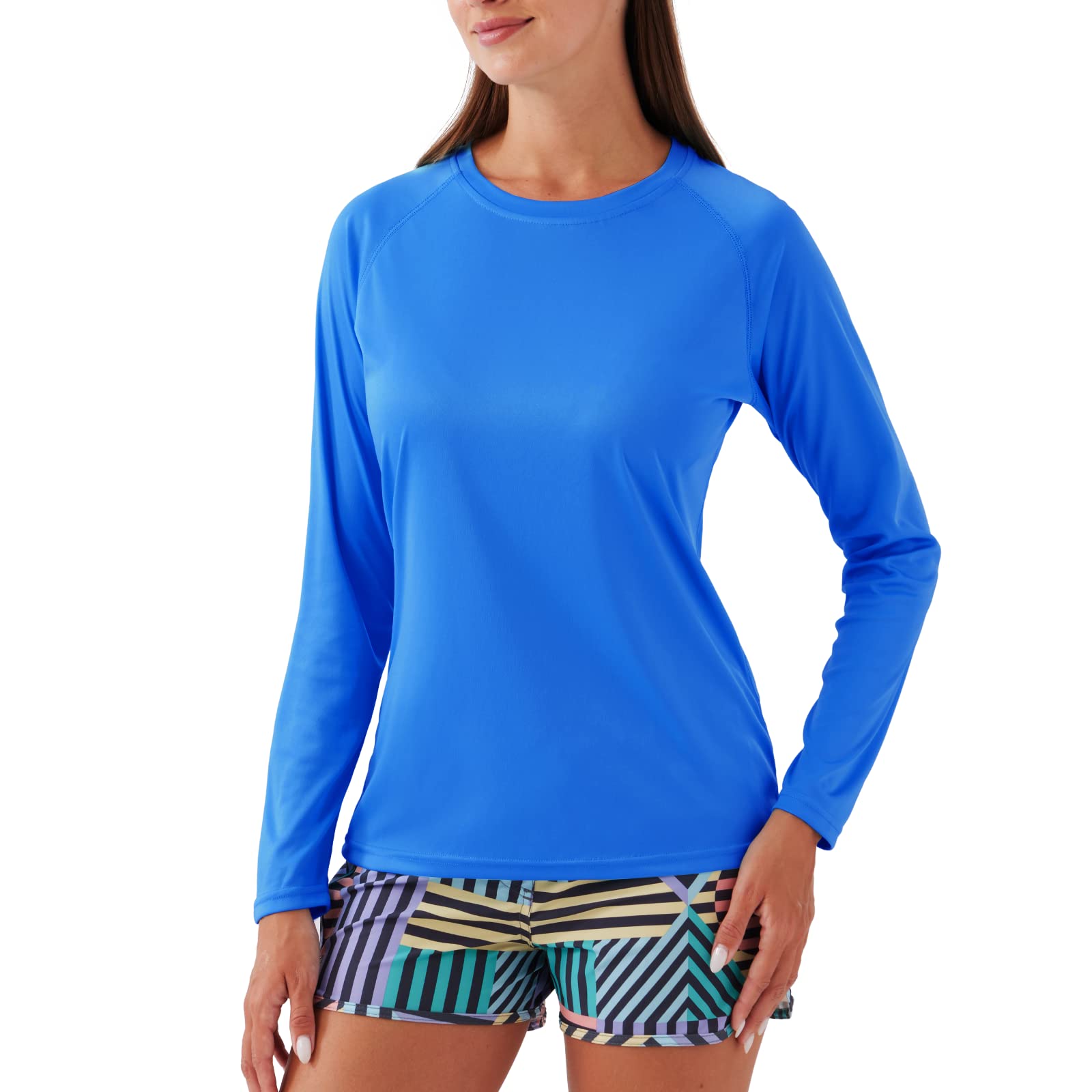 NAVISKIN Women's UPF 50+ Sun Protection Long Sleeve Rash Guard Shirt - Quick Dry Lightweight Hiking & Outdoor Activewear for Swimming, Surfing, Yoga, and Beach Activities