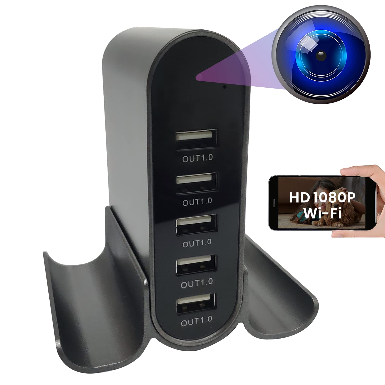 Hidden Camera Charger - 1080P HD WiFi Spy Camera with Remote Viewing for iOS/Android | Discreet Home/Office Security Surveillance Device | Perfect for Nanny Monitoring, Elderly Care & Property Protection
