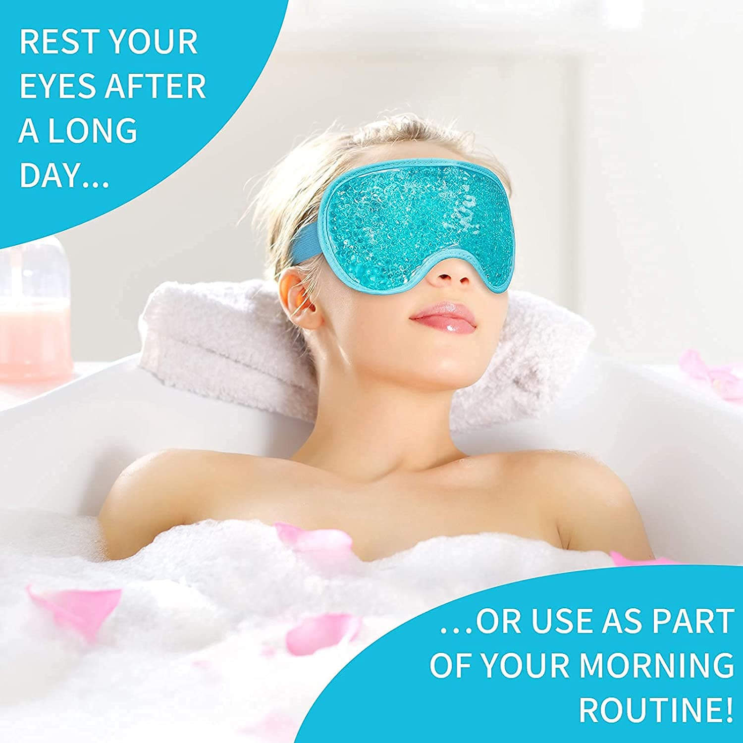 Calyrex Cooling Gel Ice Eye Mask - Reusable Hot & Cold Therapy for Stress Relief, Headaches, Migraines, Puffy Eyes & Dark Circles | Soothes Dry Eyes & Reduces Eye Bags (Blue) | Perfect for Relaxation, Travel & Post-Surgery Recovery