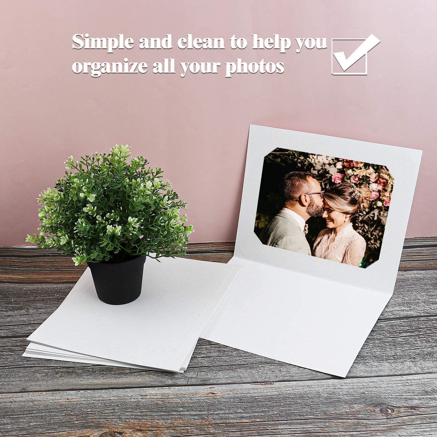 Golden State Art 25-Pack 6x8 or 8x10 Photo Folders | Cardboard Picture Frame & Paper Frame Cards for Greetings & Invitations | Perfect for Graduation, Christmas, Wedding Events (White) | Great for Scrapbooking, Memory Keeping & Party Decorations