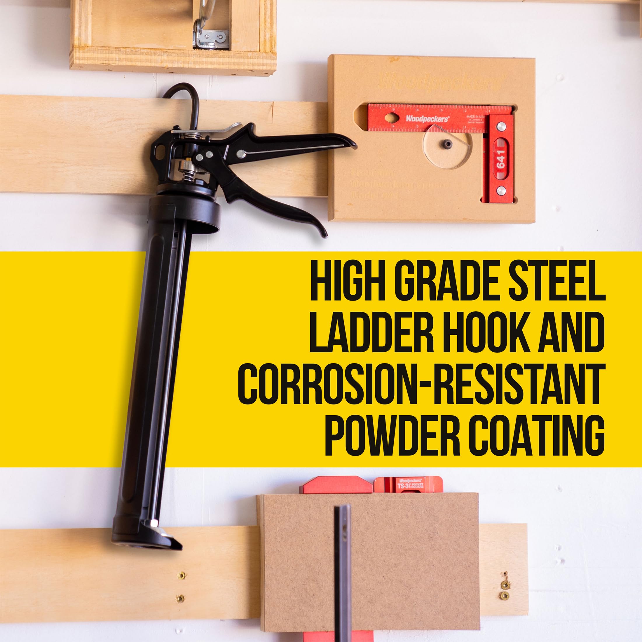 AWF PRO Heavy Duty Caulk Gun - 18:1 Thrust Ratio, Steel Frame Construction with Rotating Barrel, Ladder Hook & Dripless Pressure Release - Professional Sealant Applicator for Construction, Home Repair & DIY Projects (29 oz Caulking Gun, Pack of 1)