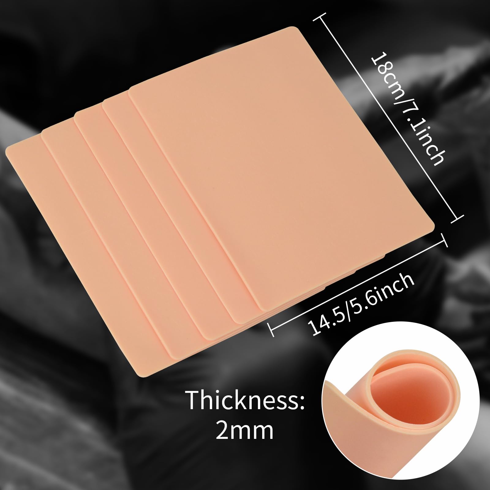 2mm Blank Tattoo Practice Skin - 20pcs 7x5.5in Tattoo Training Sheets for Beginners & Professionals | Realistic Tattoo Supplies for Needle Practice, Ink Testing & Art Training
