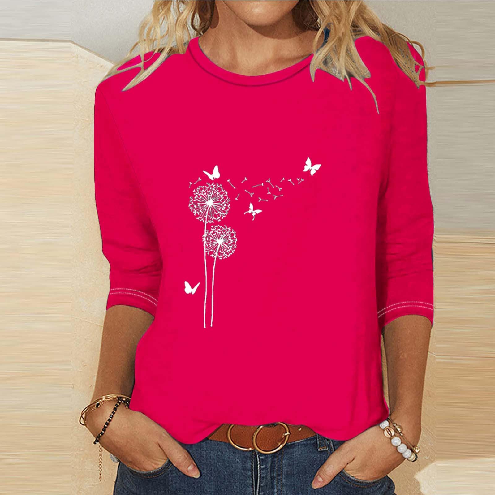 JEGULV Women's Cotton 3/4 Sleeve T-Shirts - Summer Casual Tops for Women | Perfect for Daily Wear, Office & Weekend Outings