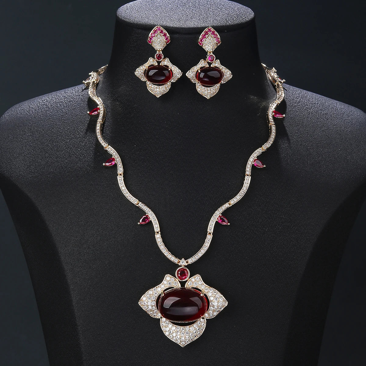 Luxury Cubic Zirconia Bridal Wedding Jewelry Set for Women - Elegant Pendant Necklace & Earrings Set CN11329A - Perfect for Weddings, Anniversaries, and Special Occasions