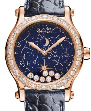 Chopard Happy Sport Moon Phase 18K Rose Gold Diamond Ladies Watch - Luxury Women's Timepiece for Gifts, Special Occasions & Elegant Events