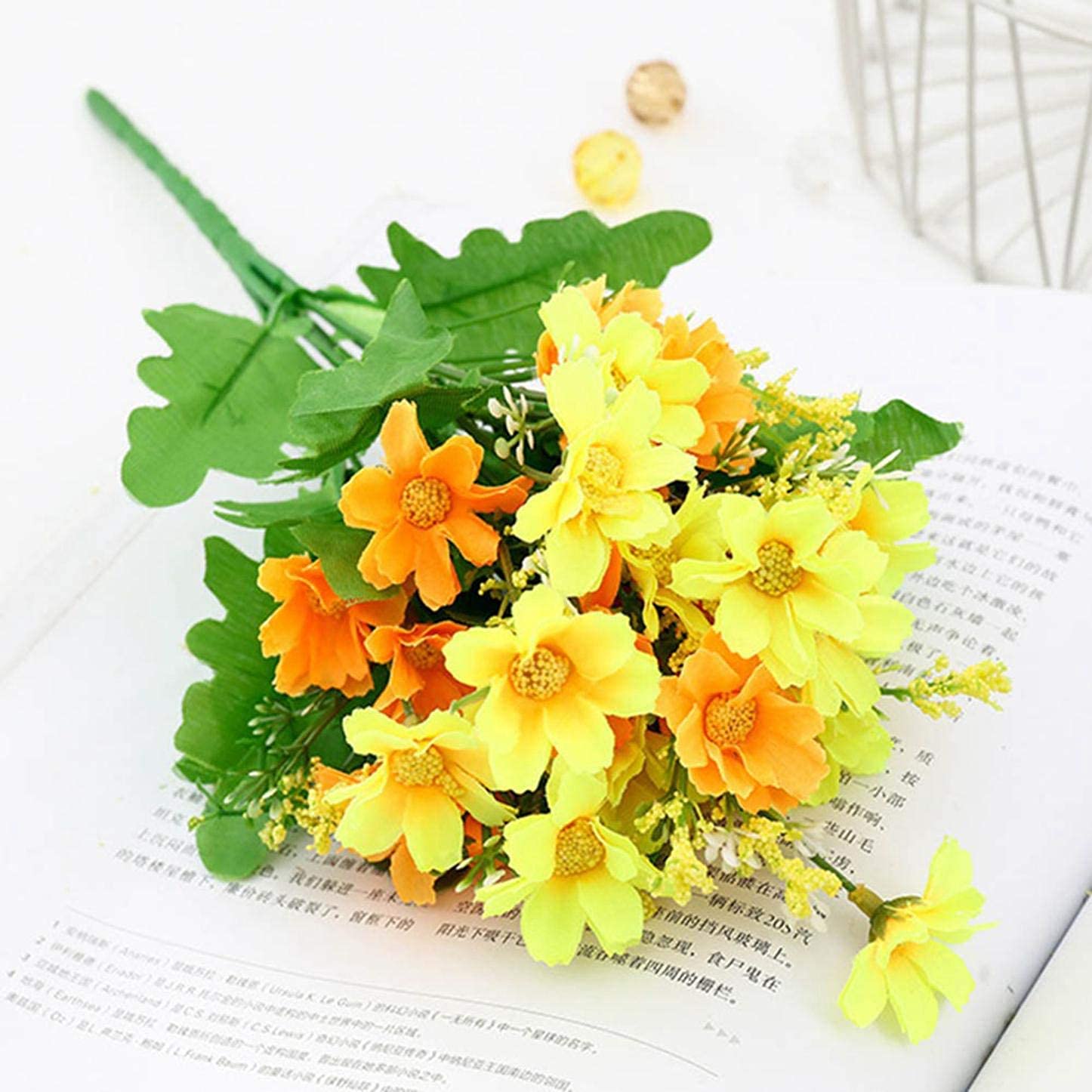 Vretccioky Artificial Silk Daisy Flowers - 1 Pc Faux Wildflower Greenery Shrubs for Indoor/Outdoor Decor - Farmhouse Garden Planter, Home Decoration (Perfect for Wedding Centerpieces, Table Decor & Office Desk Plants)