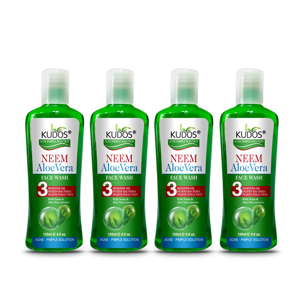 Neem Aloe Vera Face Wash for Acne & Pimples - 120ml (4 Pack) - Clear Skin Care