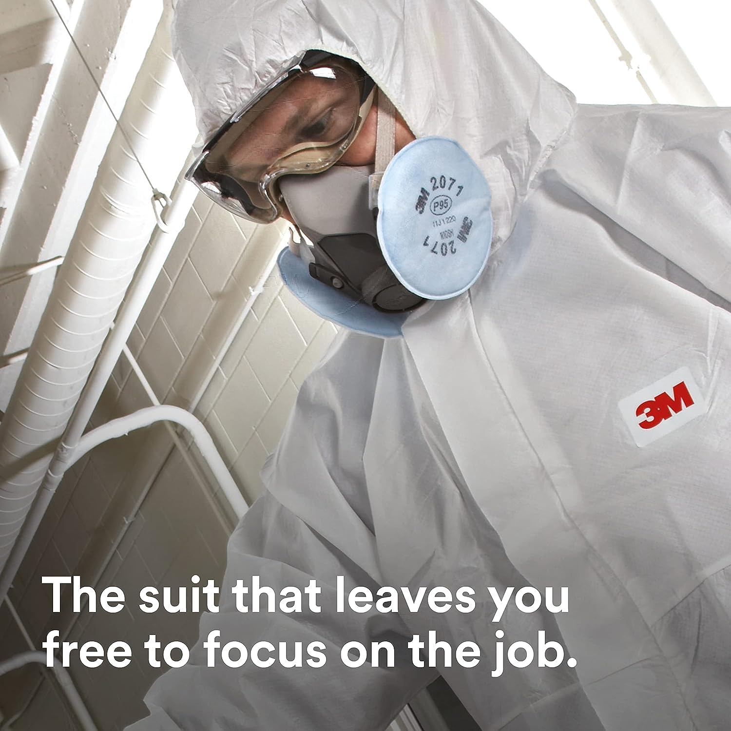 3M Disposable Protective Coverall - Pack of 20 White Hooded Coveralls with Elastic Cuffs & Two-Way Zipper | Antistatic, Paint & Coating Protection, Food Safe | Medium Size 4510-M | Ideal for Painting, Construction, Food Processing & Industrial Safety Work