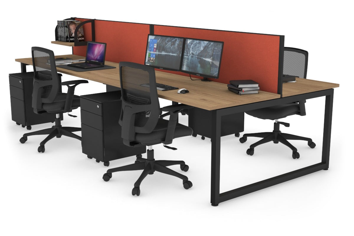 Quadro Loop Legs 4 Person Office Workstation Desk - 1800L x 700W - Modern Collaborative Workspace Solution for Team Projects & Office Meetings