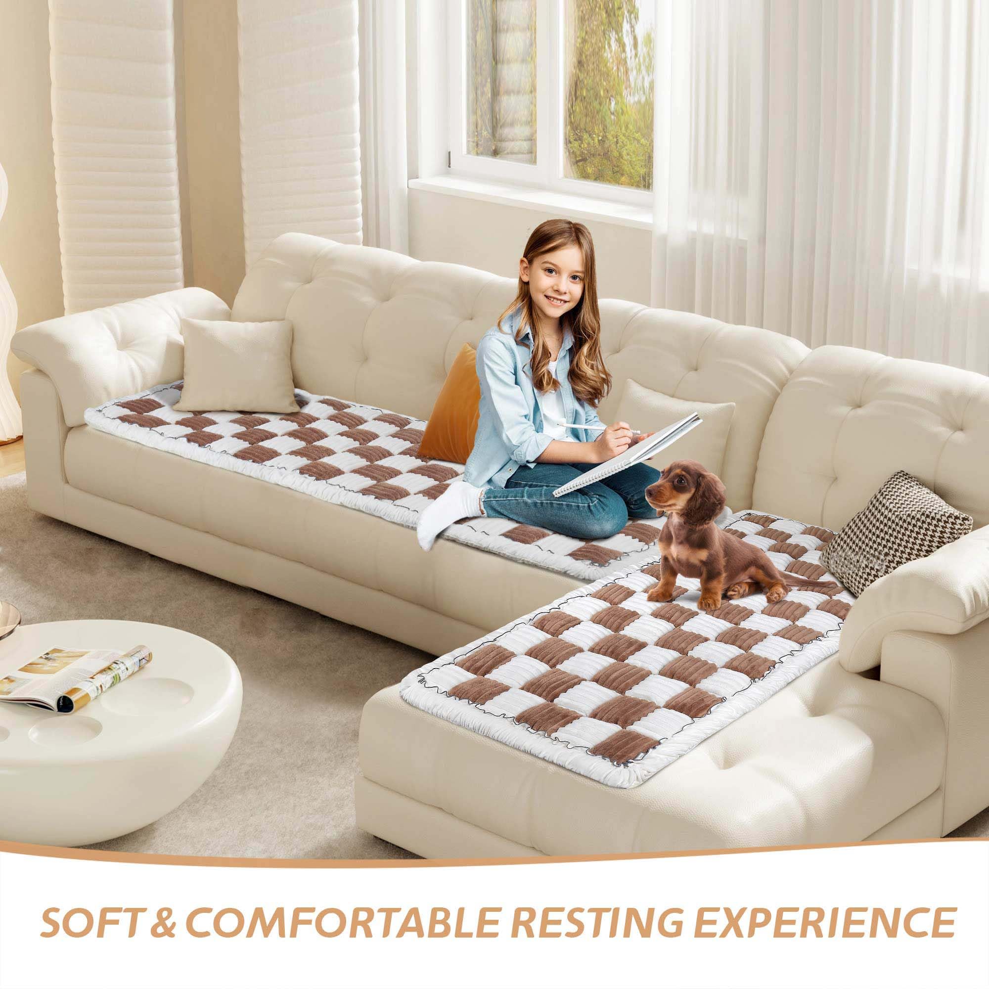 Washable Dog Couch Cover - Non-Slip Plush Pet Blanket for Sofa & Camping