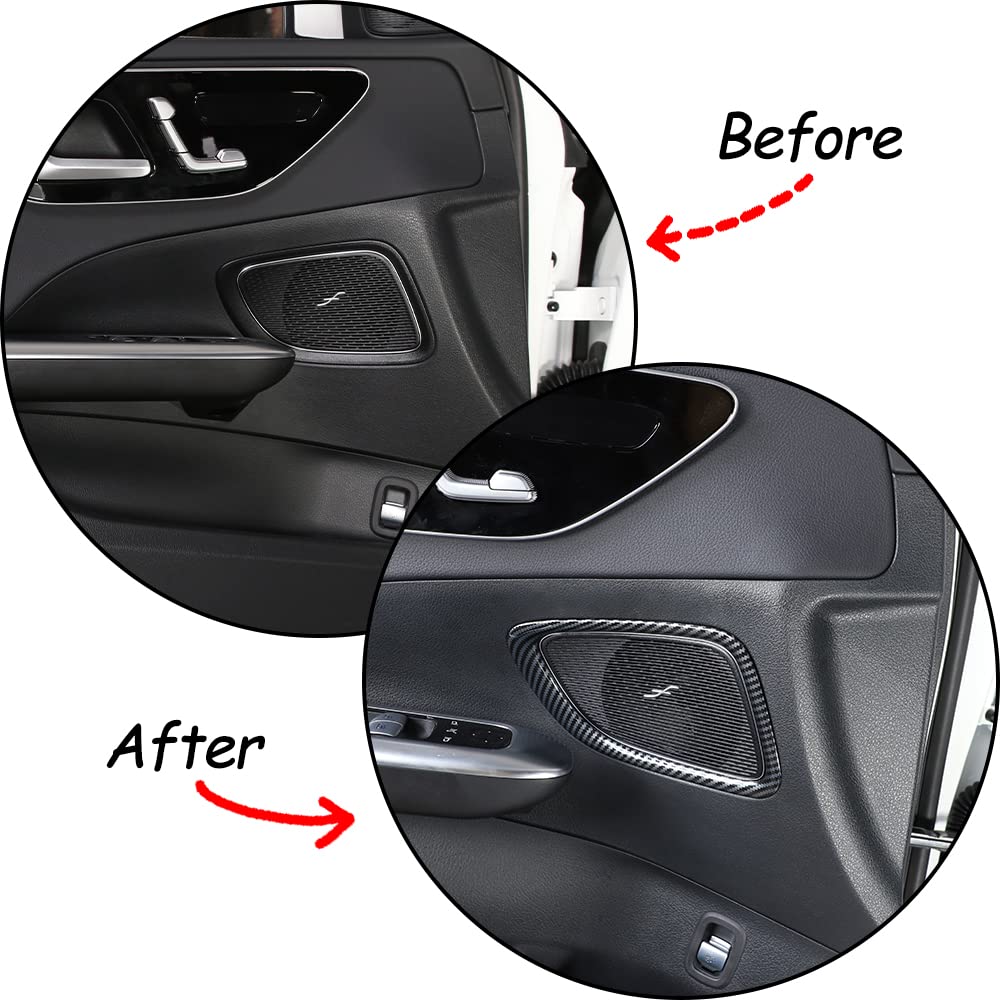 ABS Car Speaker Cover Trim Compatible for Mercedes-Benz W206 C-Class (2022-2023) - Carbon Fiber Look Interior Accessories for C200 C300 Base Sport Sedan - Upgrade Your Car Audio System & Enhance Interior Style