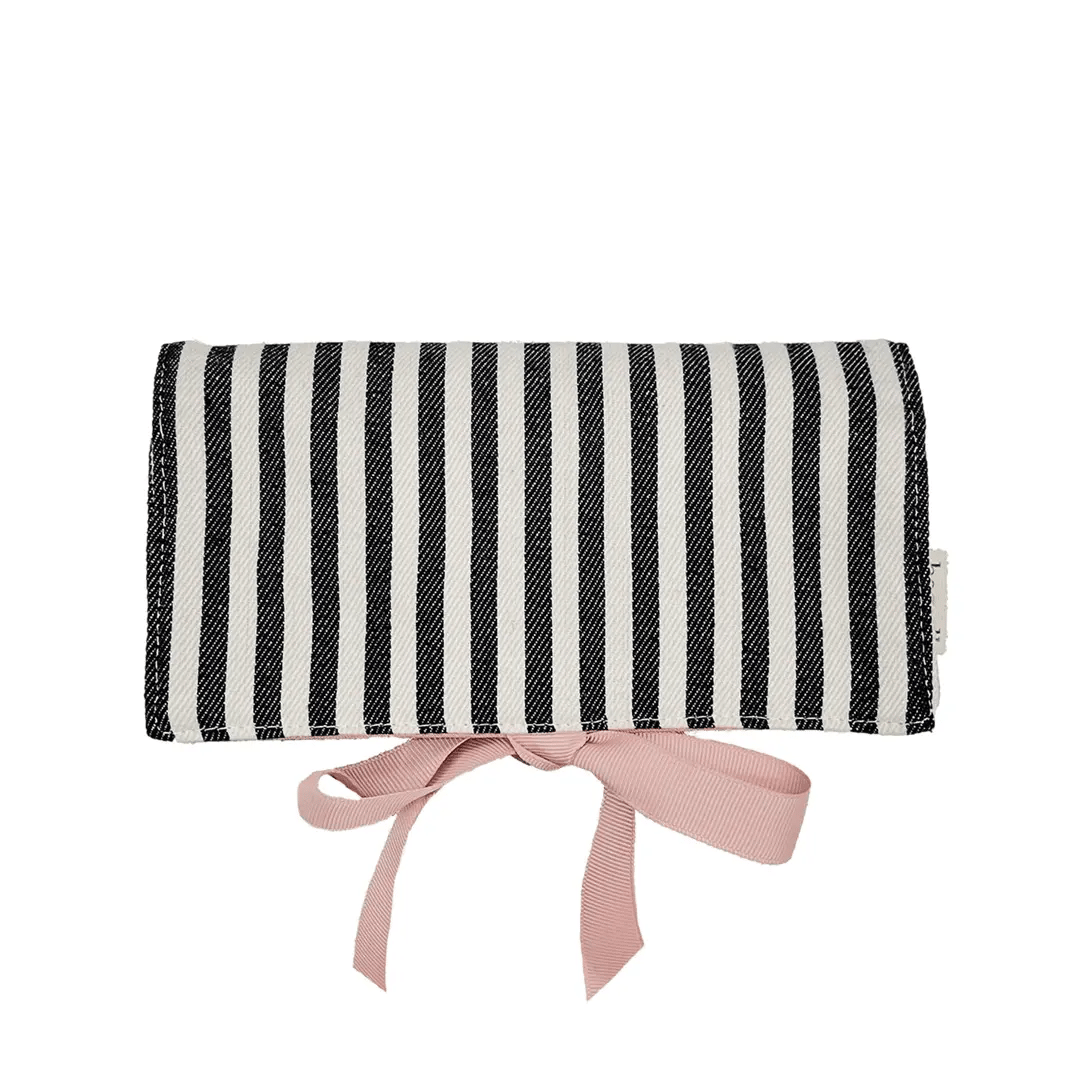 Luxury Jewelry Organizer Roll - Medium Size Striped Design for Travel & Storage | Perfect for Necklaces, Bracelets & Earrings