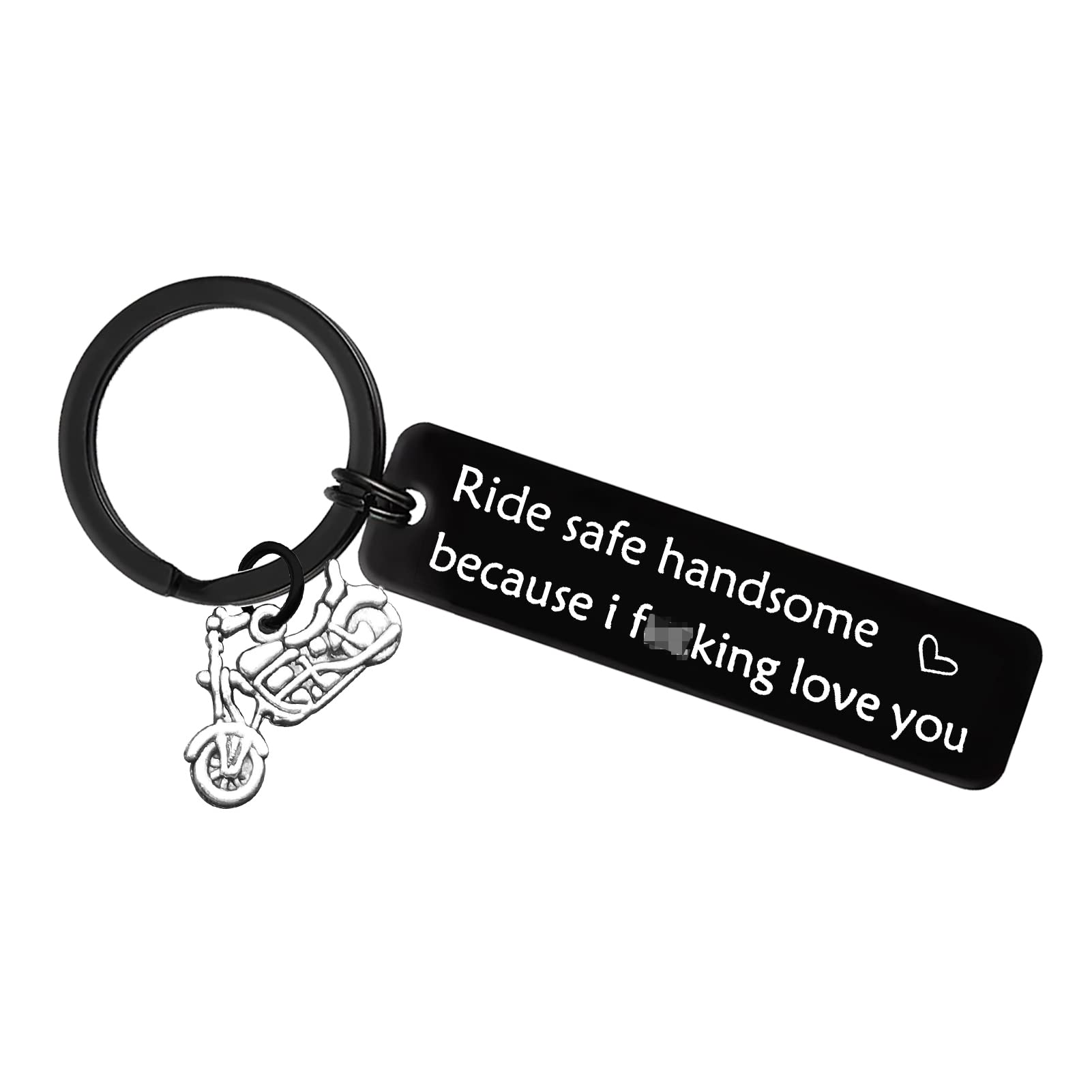 Motorcycle Keychain Gift for Bikers - Ride Safe Keyring with 'Handsome Because I Love You' Engraving - Valentine's Day, Birthday & New Driver Present for Boyfriend - Perfect for Motorcycle Enthusiasts & Safety-Conscious Riders