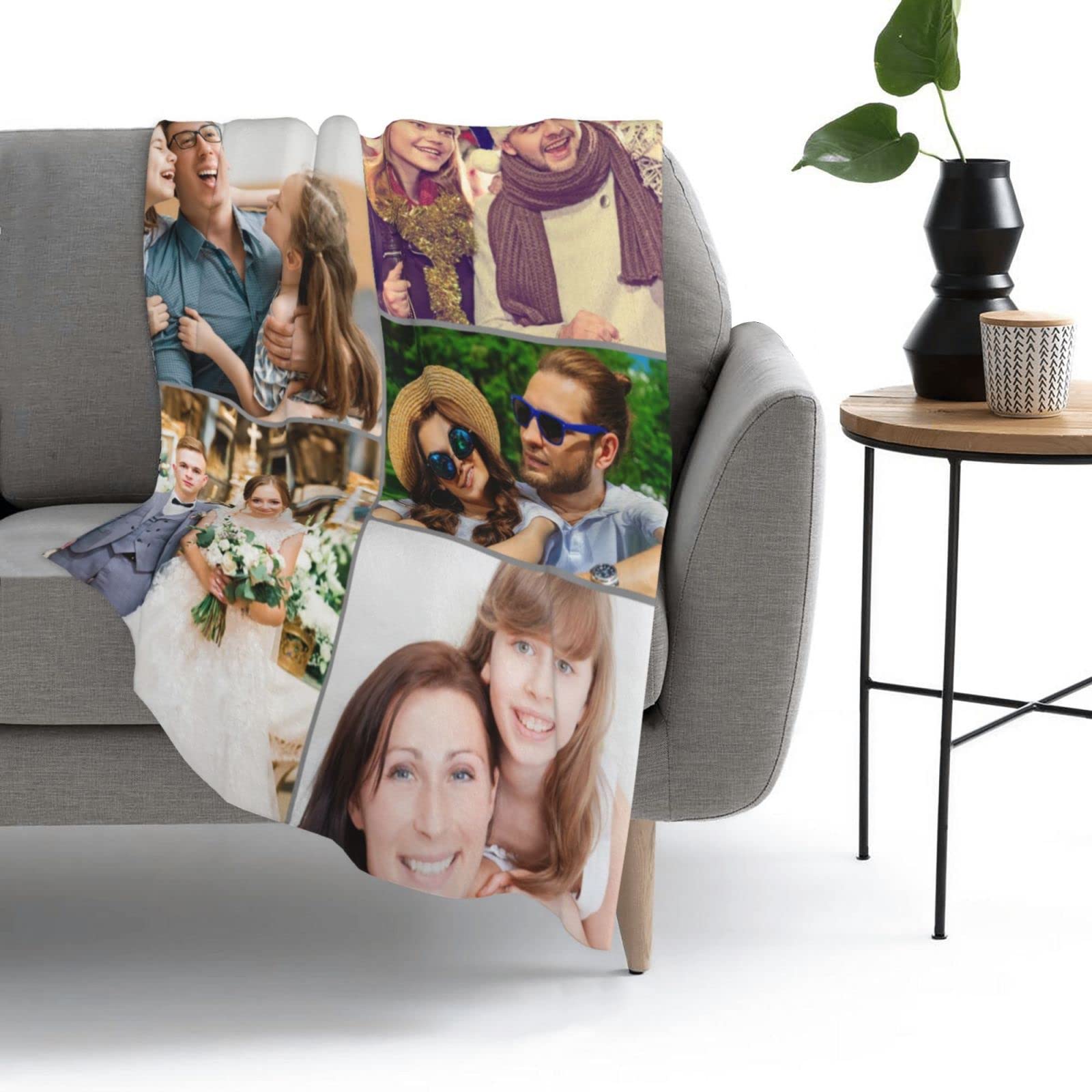 Personalized Photo Blanket - Custom Blanket with Pictures & Text for Adults, Kids, Family & Pets - Perfect Birthday, Christmas, Halloween Gift (50