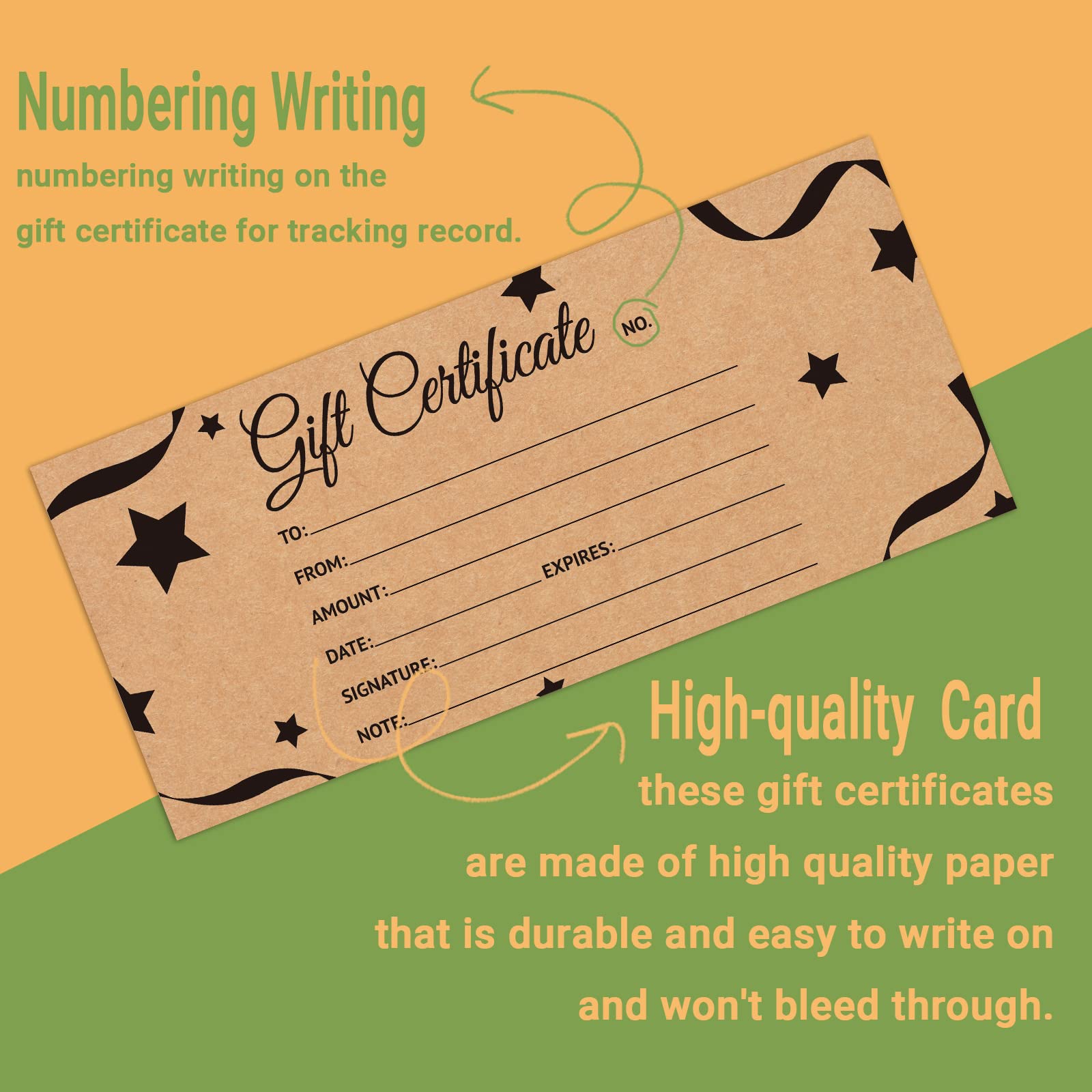 BPFY 50-Pack 4x9 Inch Blank Gift Certificate Cards - Rustic Vouchers for Business, Spa, Salon & Restaurants - Perfect for Holidays, Birthdays, Anniversaries & Baby Showers (Great for Small Business Promotions & Customer Appreciation Gifts)
