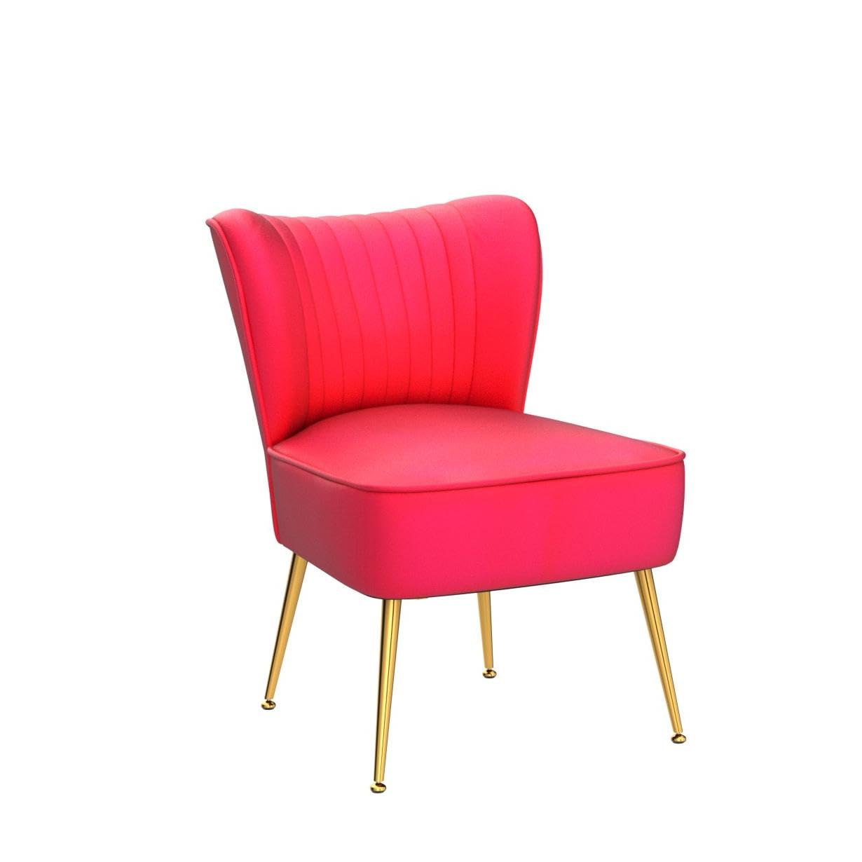 Modern Velvet Accent Chair Set of 2 - Gold Leg Wingback Slipper Chairs for Living Room, Bedroom & Entryway - Space Saving Small Corner Chairs (Rose Red) - Perfect for Cozy Reading Nooks, Guest Seating & Apartment Decor