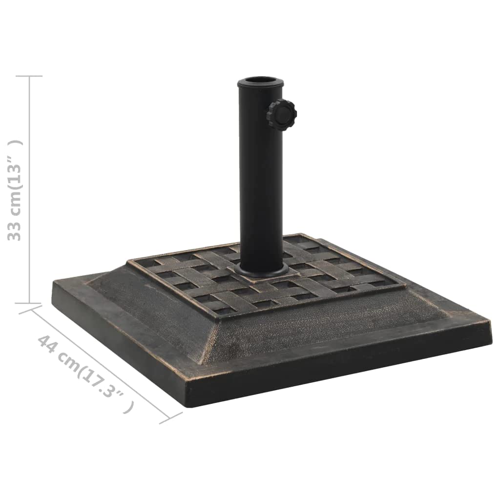 vidaXL 26.5 lb Bronze Square Polyresin Parasol Base - Heavy Duty Umbrella Stand with Locking Bolt for Sunshade, Perfect for Garden, Lawn, Backyard, Patio & Outdoor Use