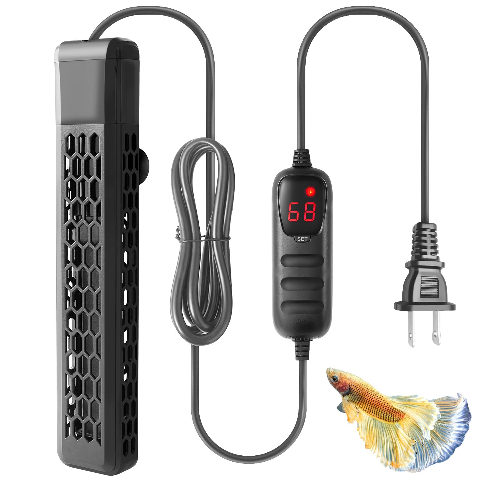 HITOP 400W PTC Aquarium Heater with Digital Controller - Submersible Fish Tank & Turtle Tank Heater for 55-100 Gallon Tanks, Durable Design with Removable Protective Cover | Perfect for Freshwater & Saltwater Aquariums, Reptile Habitats & Aquatic Pets