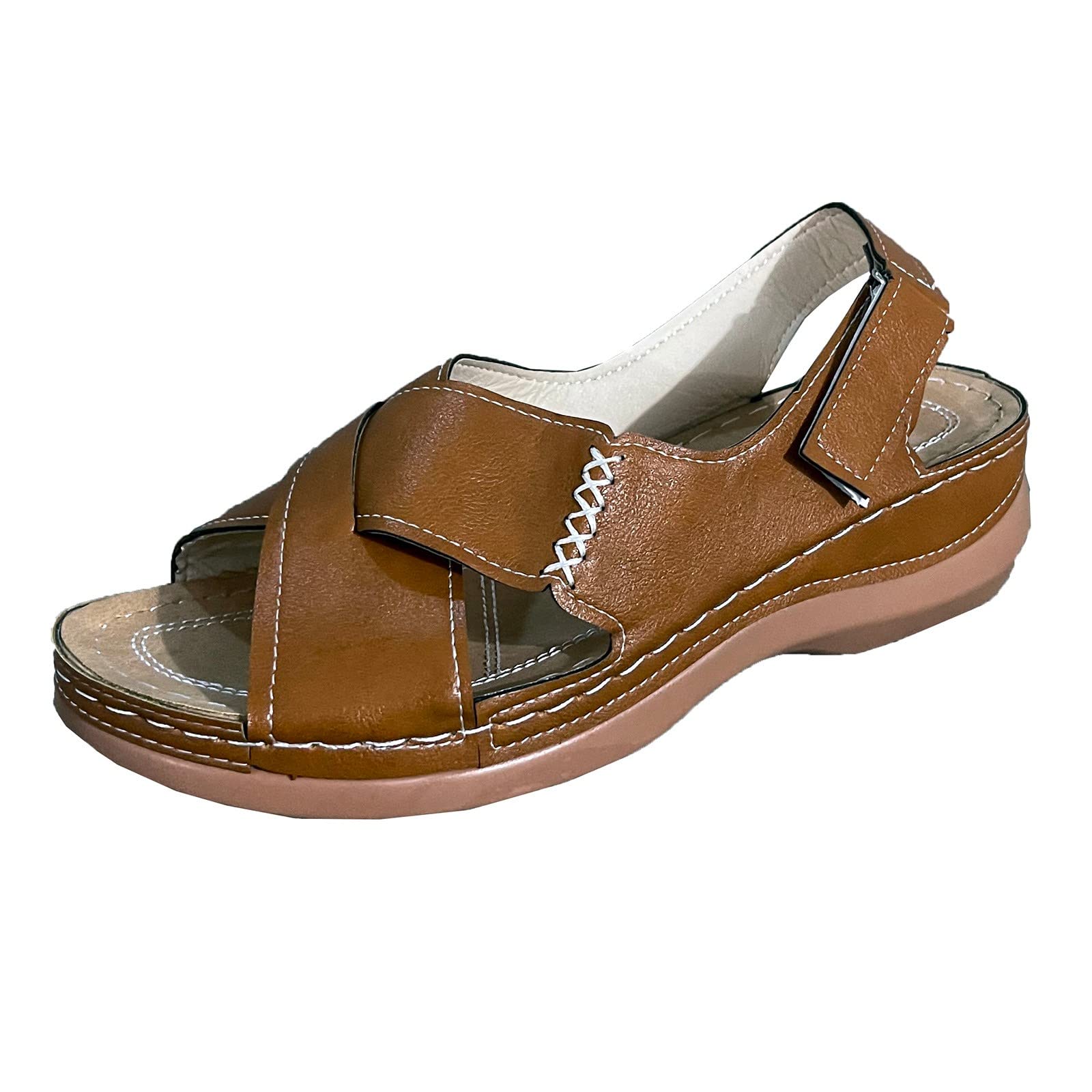 Women's Casual Beach Sandals with Thick Wedge Sole - Breathable Fashion Flip Flops for Summer, Vacation & Outdoor Wear (Brown, Size 8) | Perfect for Poolside, Travel & Everyday Comfort