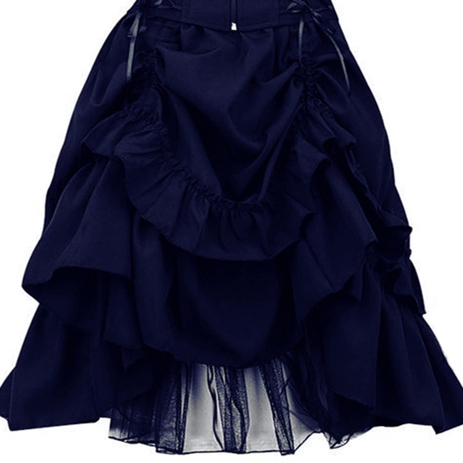 Gothic Steampunk Dress for Women - Victorian Square Neck Sleeveless Ruffle Dress | Halloween Costume, Masquerade Ball Gown, Cosplay Outfit | Perfect for Gothic Parties, Renaissance Fairs & Themed Events