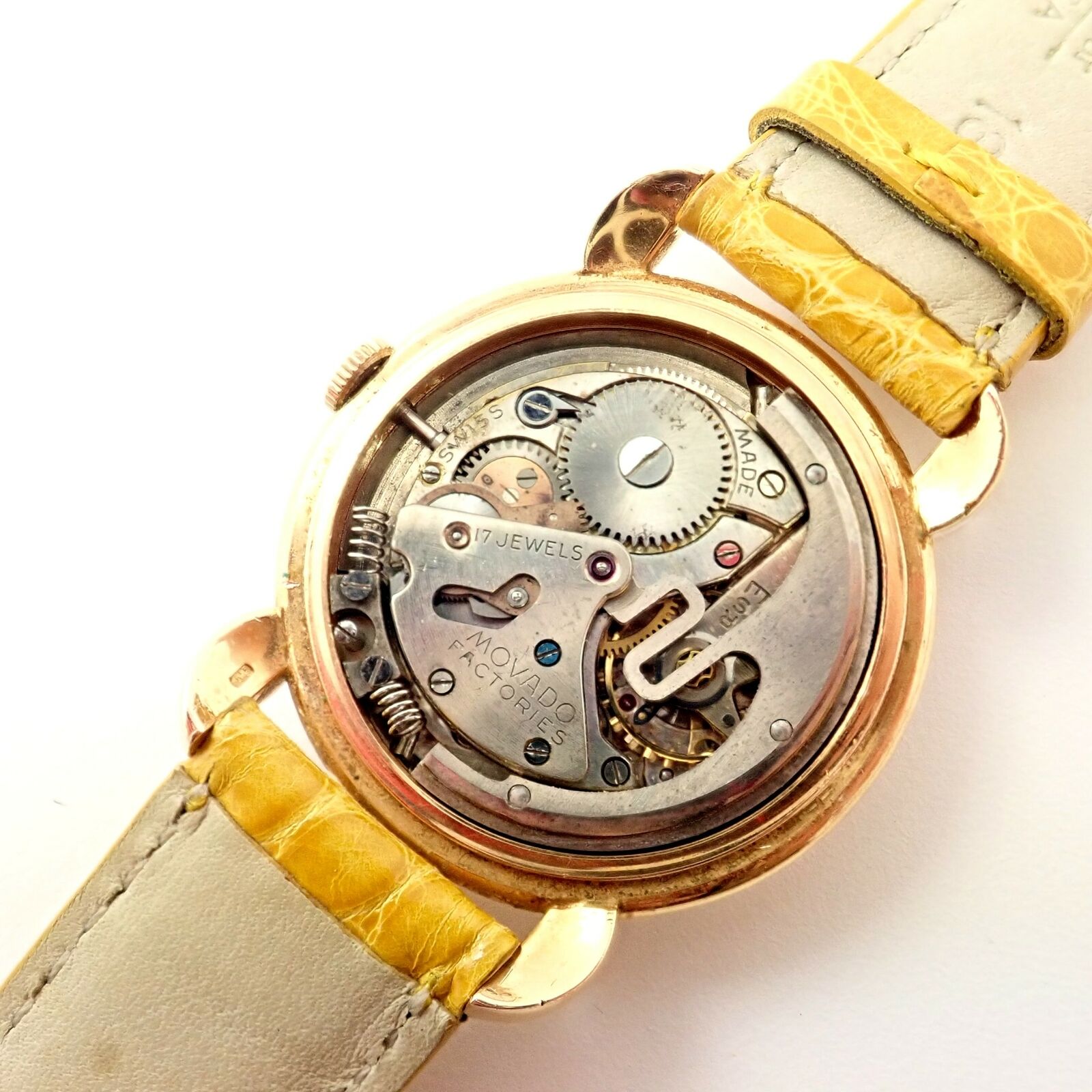 Movado R8405 18k Yellow Gold Automatic Watch with Yellow Alligator Band – Luxury Timepiece for Men, Perfect for Business Meetings & Formal Events