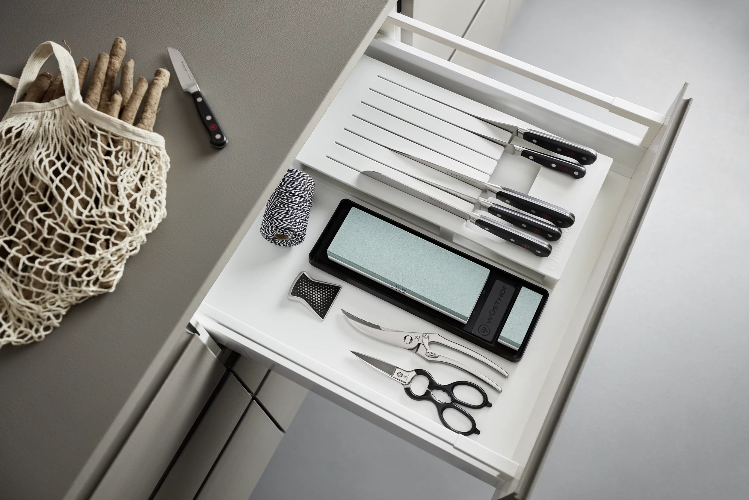 Wusthof 7-Slot In-Drawer Knife Organizer - Premium White Kitchen Knife Storage for Chefs & Home Cooks | Perfect for Kitchen Drawers & Utensil Organization