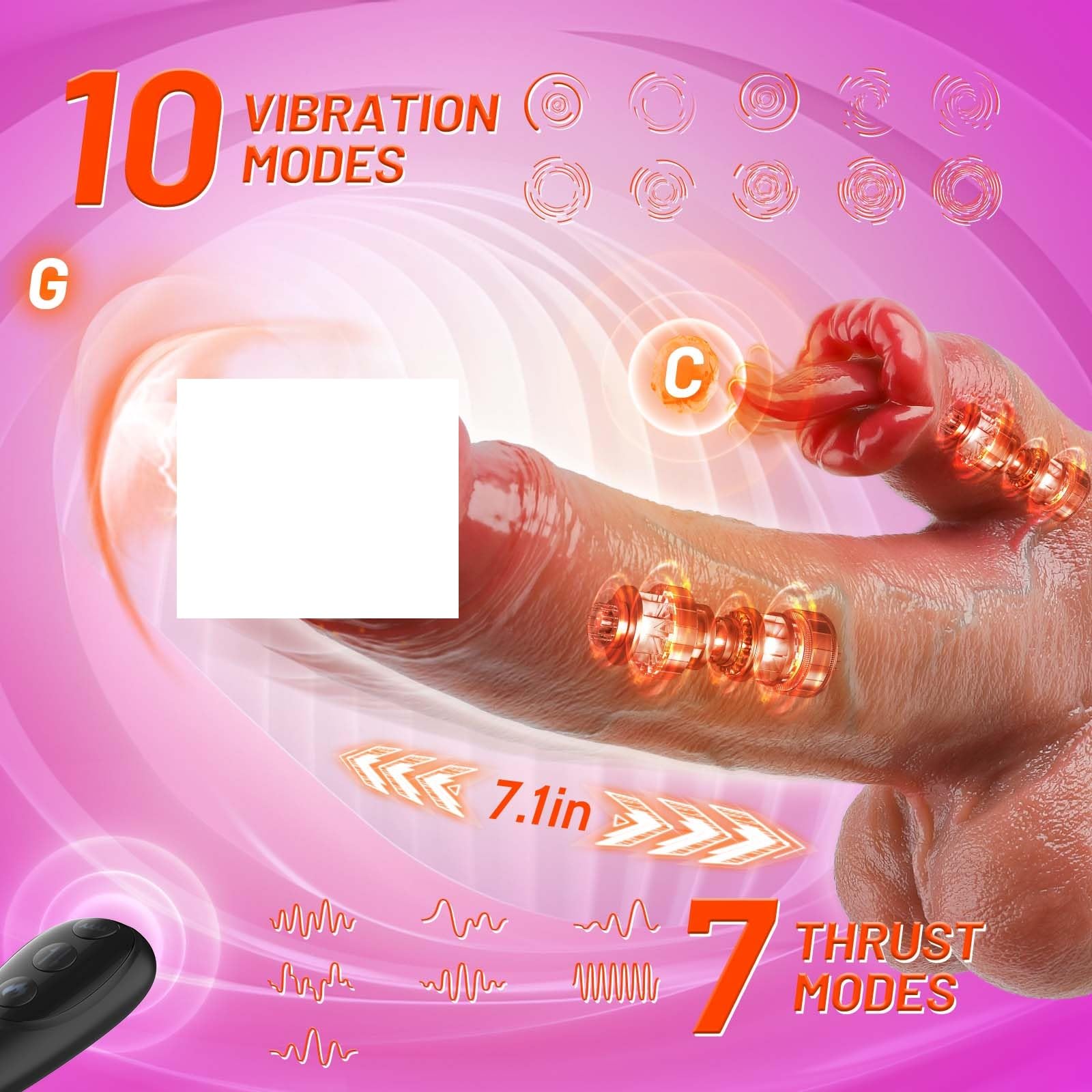 Realistic 4-in-1 Thrusting Dildo with 7 Thrusting & 10 Vibrating Modes - 9.1