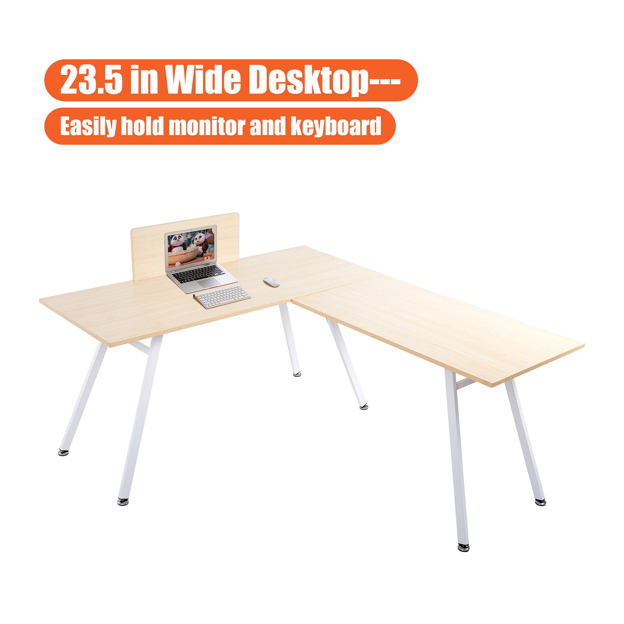 L Shaped Home Office Desk 59”x 67” Corner Computer Desk for Gaming, Writing & Workstation - Easy Assembly, Natural MDF Wood Finish - Perfect for Small Spaces, Home Office & Gaming Setup