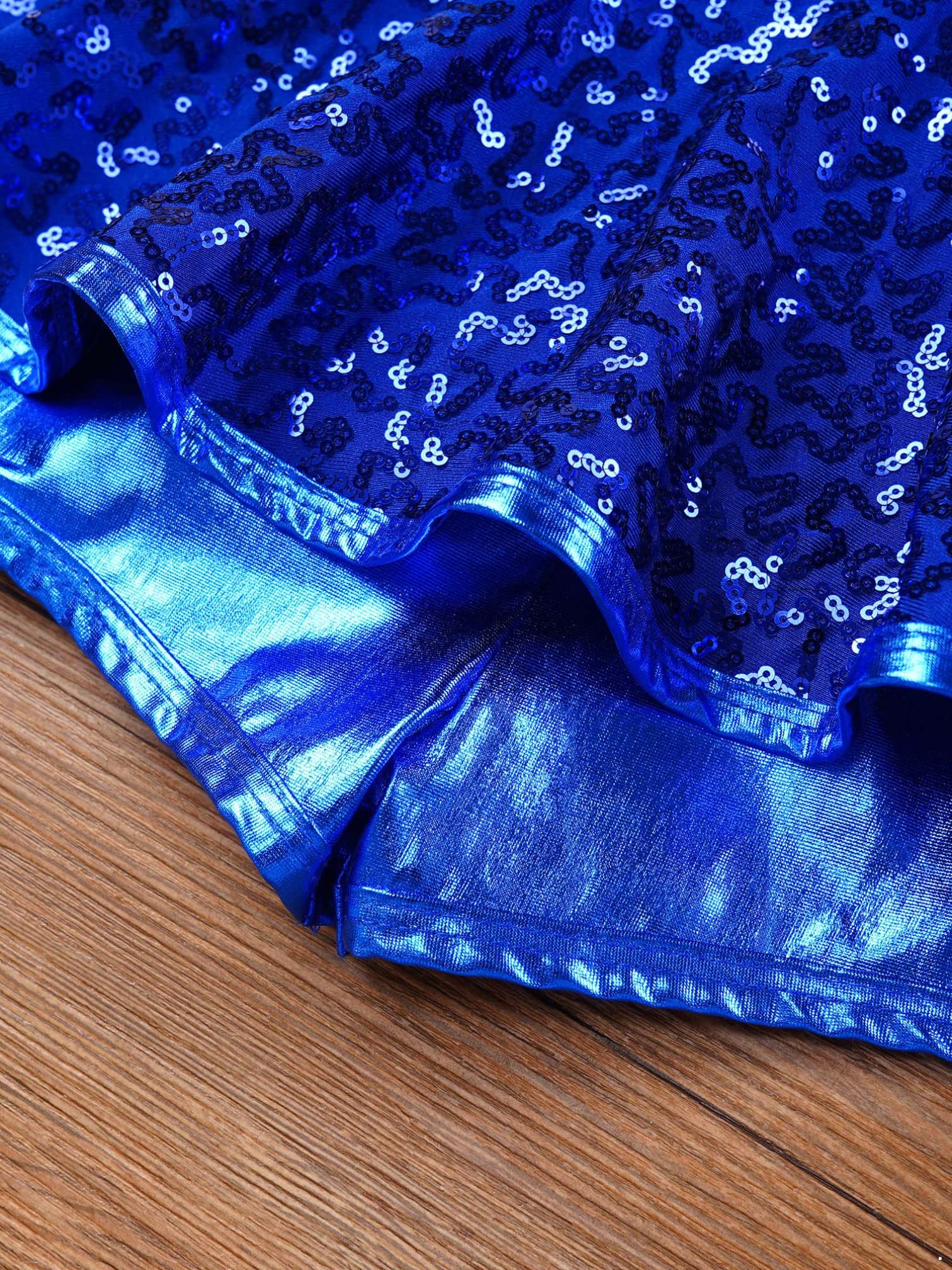 Sparkly Sequined Ballet Leotard Dress for Girls - Kids Jazz & Modern Dance Costume - Shiny Unitard for Performances & Recitals