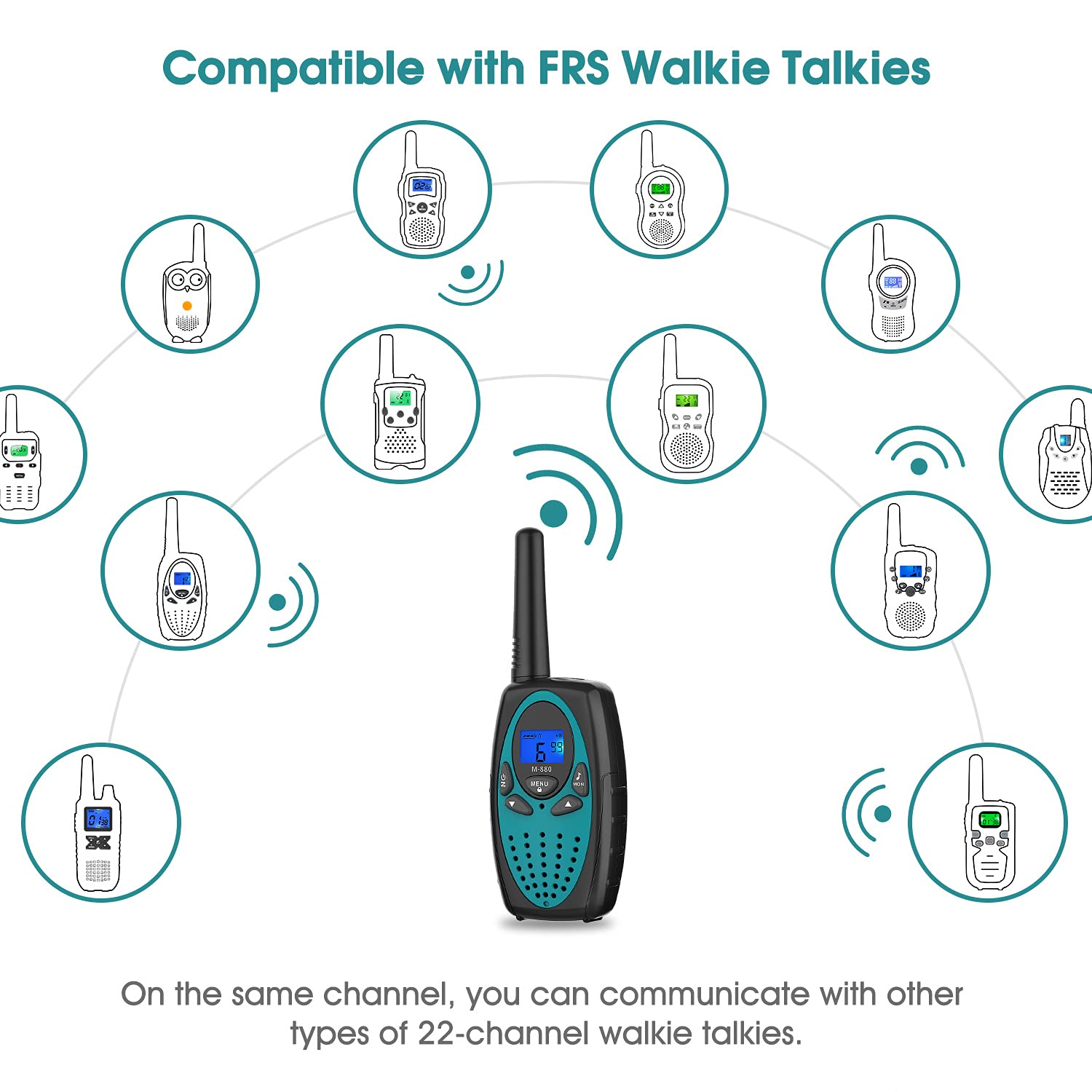 Long Range Walkie Talkies for Adults - M880 Two Way Radio with LCD Screen, Noise Cancelling, Waterproof & Durable for Outdoor, Hiking, Camping, Cruise Ship (Blue, Yellow, Green, Red, Orange) - Perfect for Family Adventures, Construction Sites & Emergency Communication