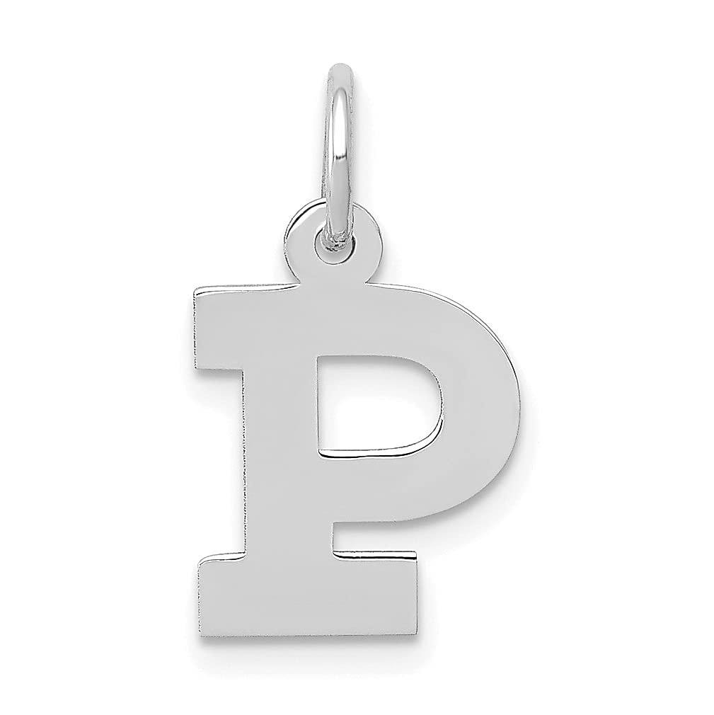14K White Gold Small Block Letter P Initial Monogram Charm Necklace - Dainty Personalized Jewelry for Women - Perfect Gift for Her, Birthday, Anniversary & Everyday Wear