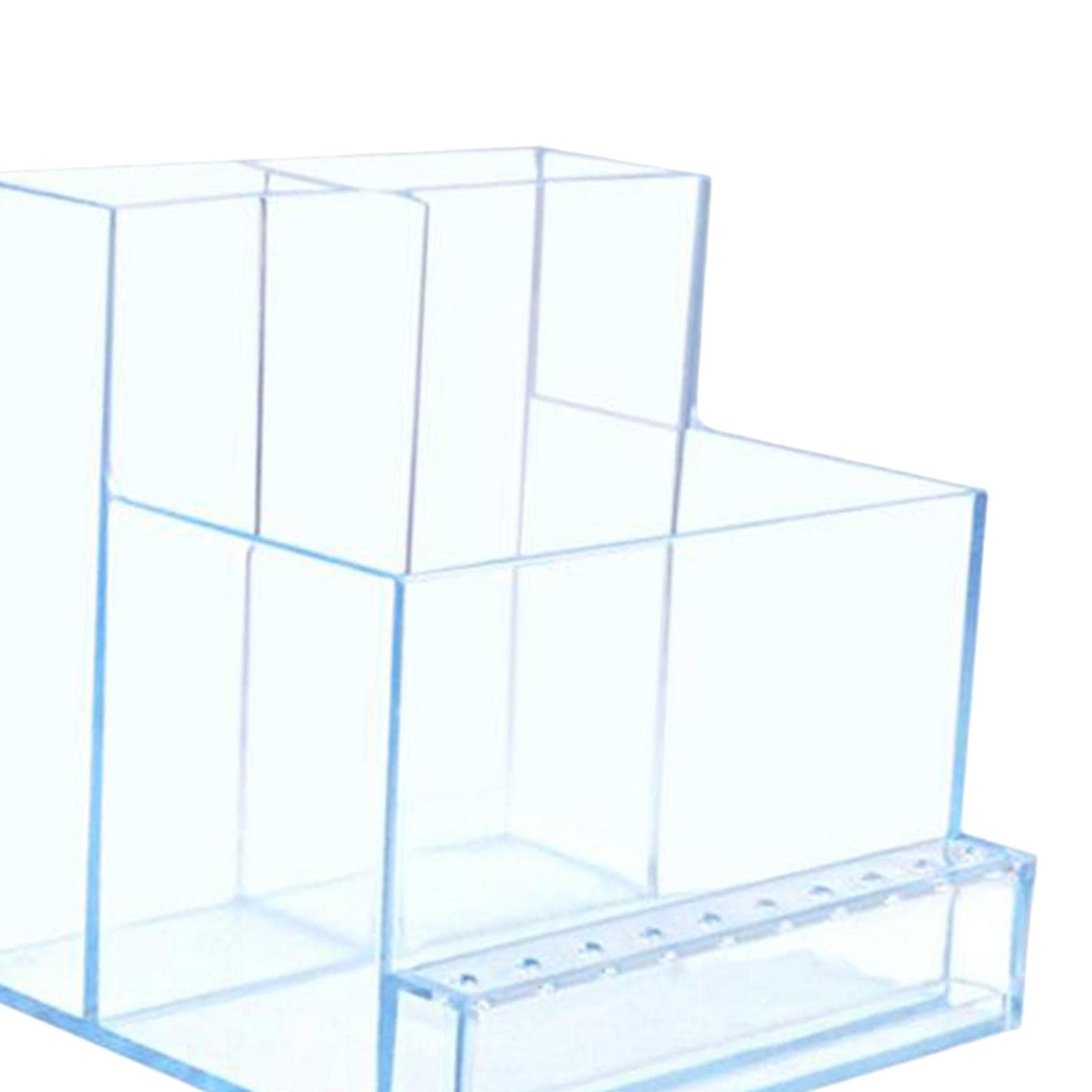 GAH 3 Row 10 Hole Nail Drill Bit Holder - Clear Blue Manicure Tool Organizer for Professional Nail Technicians & Home Salon Use