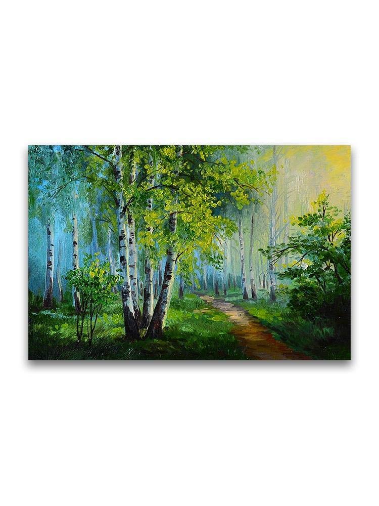 Hand-Painted Oil Painting Forest Landscape Wall Art - Nature Scenery Decor for Living Room, Bedroom & Office