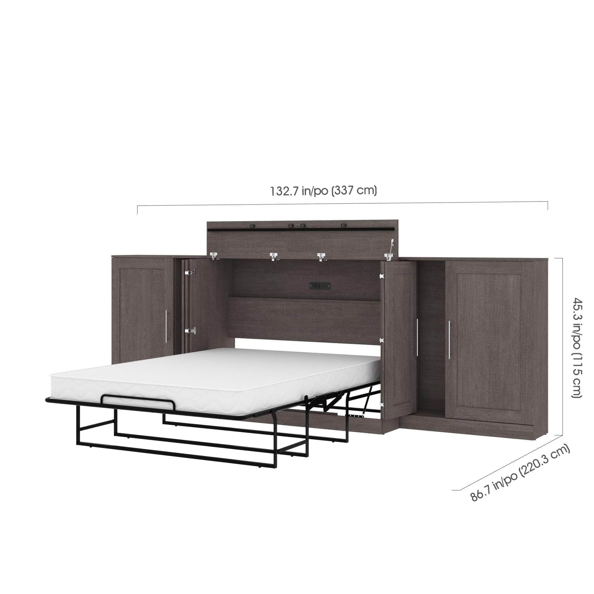 Pur Full Murphy Cabinet Bed with Mattress & 2x36