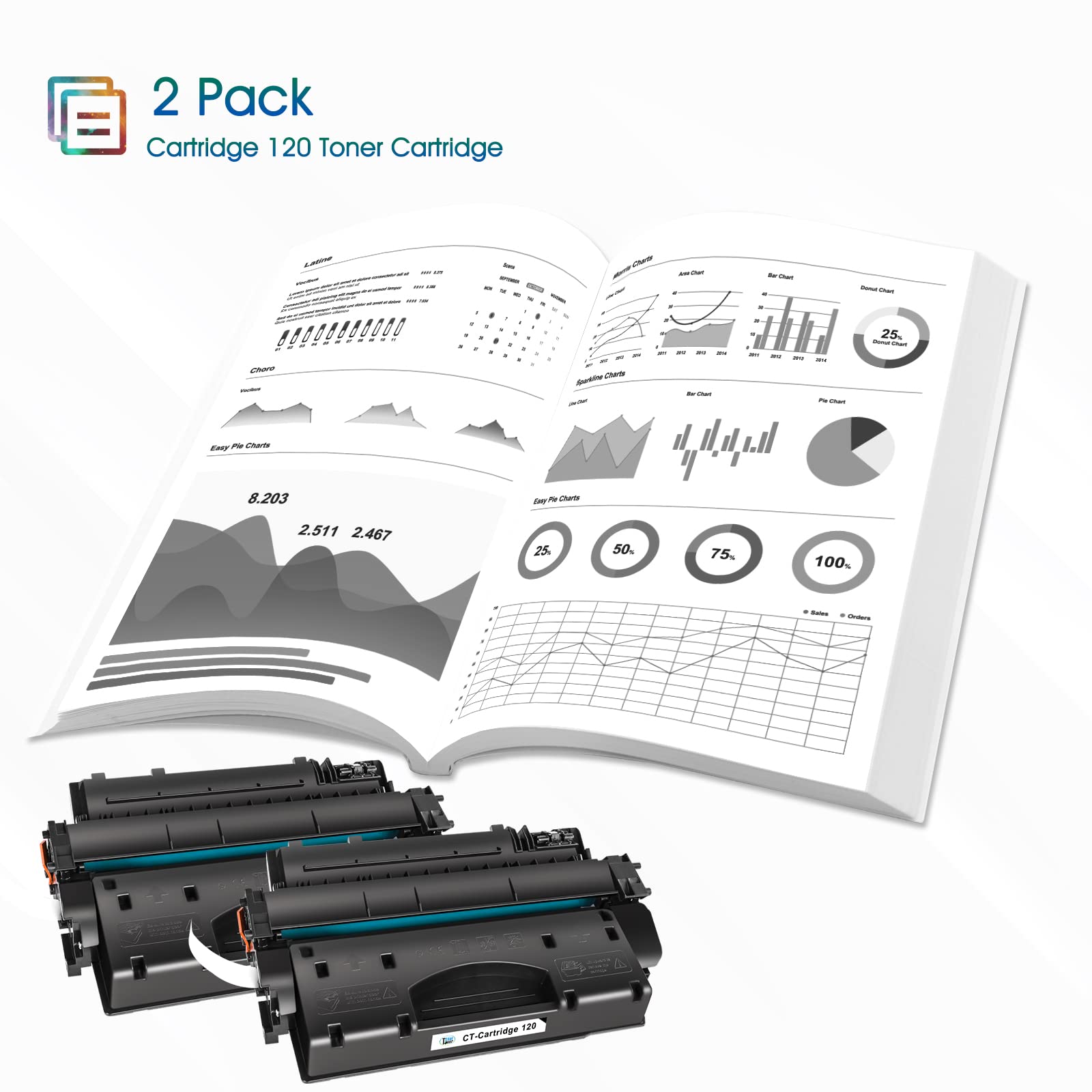 Canon 120 CRG-120 Compatible Toner Cartridges (2-Pack) - Replacement for Canon imageCLASS D1120, D1550, D1150, D1320, D1350, D1520, D1100, D1370, D1180, D1170, MF6680DN, MF417dw - High-Quality Black Toner for Office & Home Printing