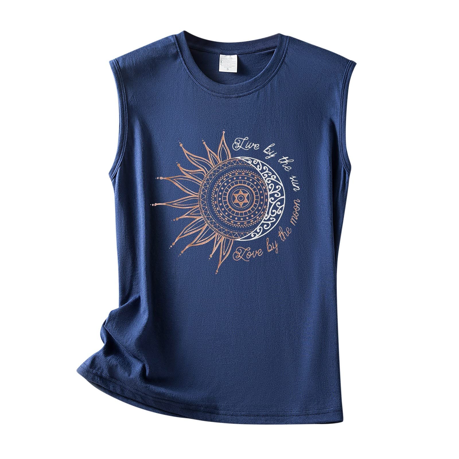 Vintage Print Women's Tank Tops - Summer Casual Sleeveless Muscle Tee Shirts in Aqua | Perfect for Beach, Gym & Everyday Wear