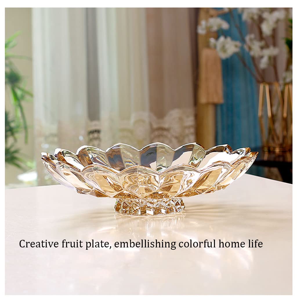 Elegant Crystal Glass Fruit Bowl - Modern Fruit Basket for Living Room, Coffee Table, Kitchen | Stylish Home Decor & Snack Serving Dish | Perfect for Parties, Dining, and Gift Giving