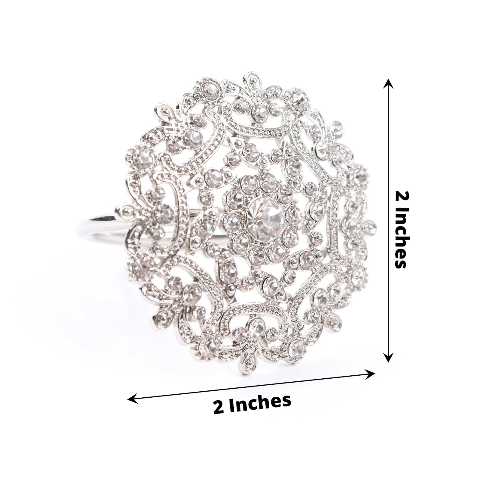 Elegant 4-Piece Metal Flower Napkin Rings with Rhinestones - Perfect for Wedding, Party & Holiday Table Decor