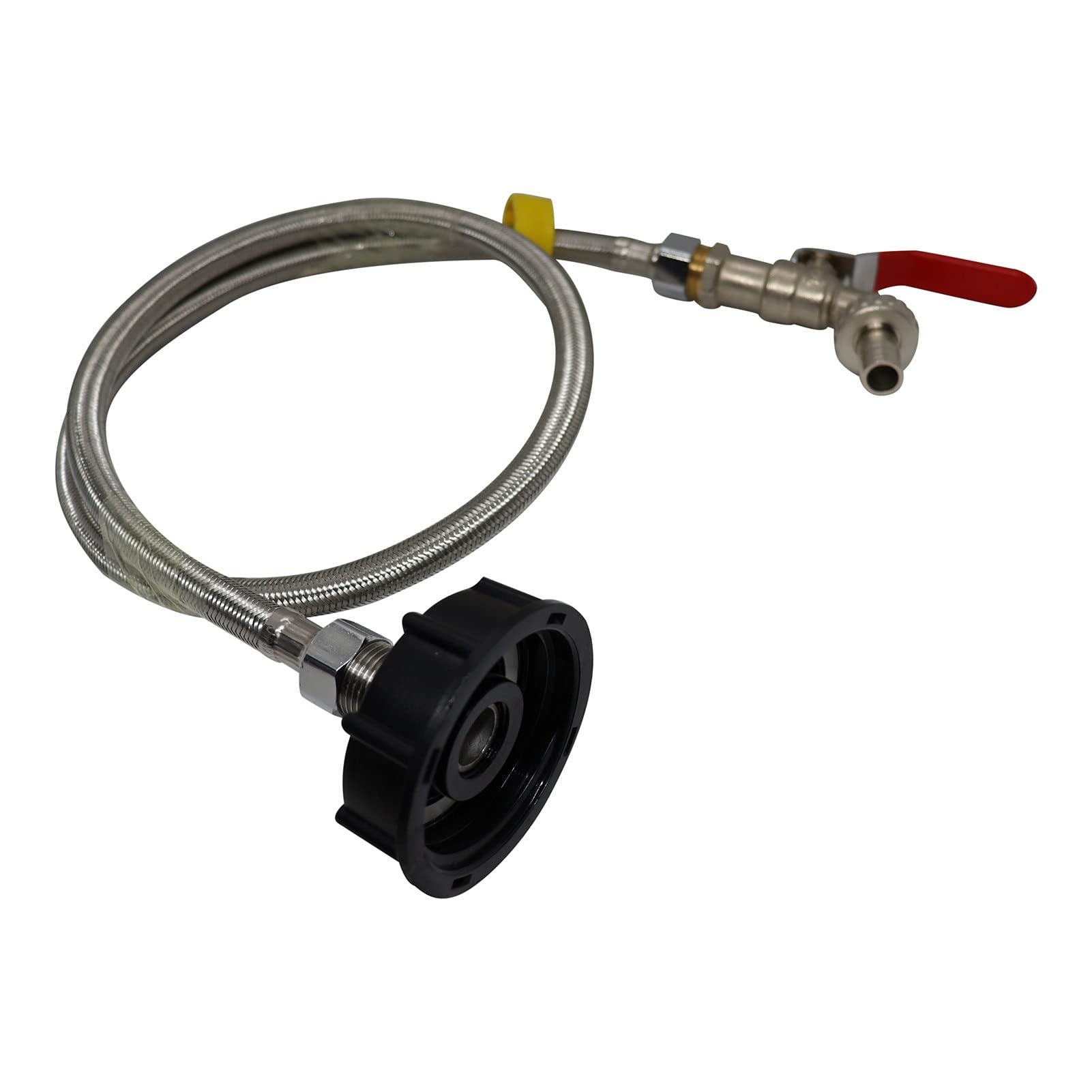 GC-18350 IBC Outlet Tap Tank Adapter with Long Hose - Brass Garden Water Connector for Irrigation System Replacement - Perfect for Gardening, Farming & Outdoor Watering