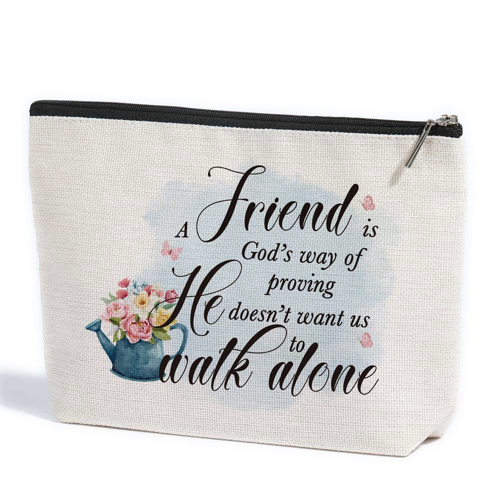 Best Friendship Gifts for Women - Cute Makeup Bag for Bestie, BFF, Sister - Inspirational Birthday Gift for Her - Perfect for Travel, Work, and Everyday Use