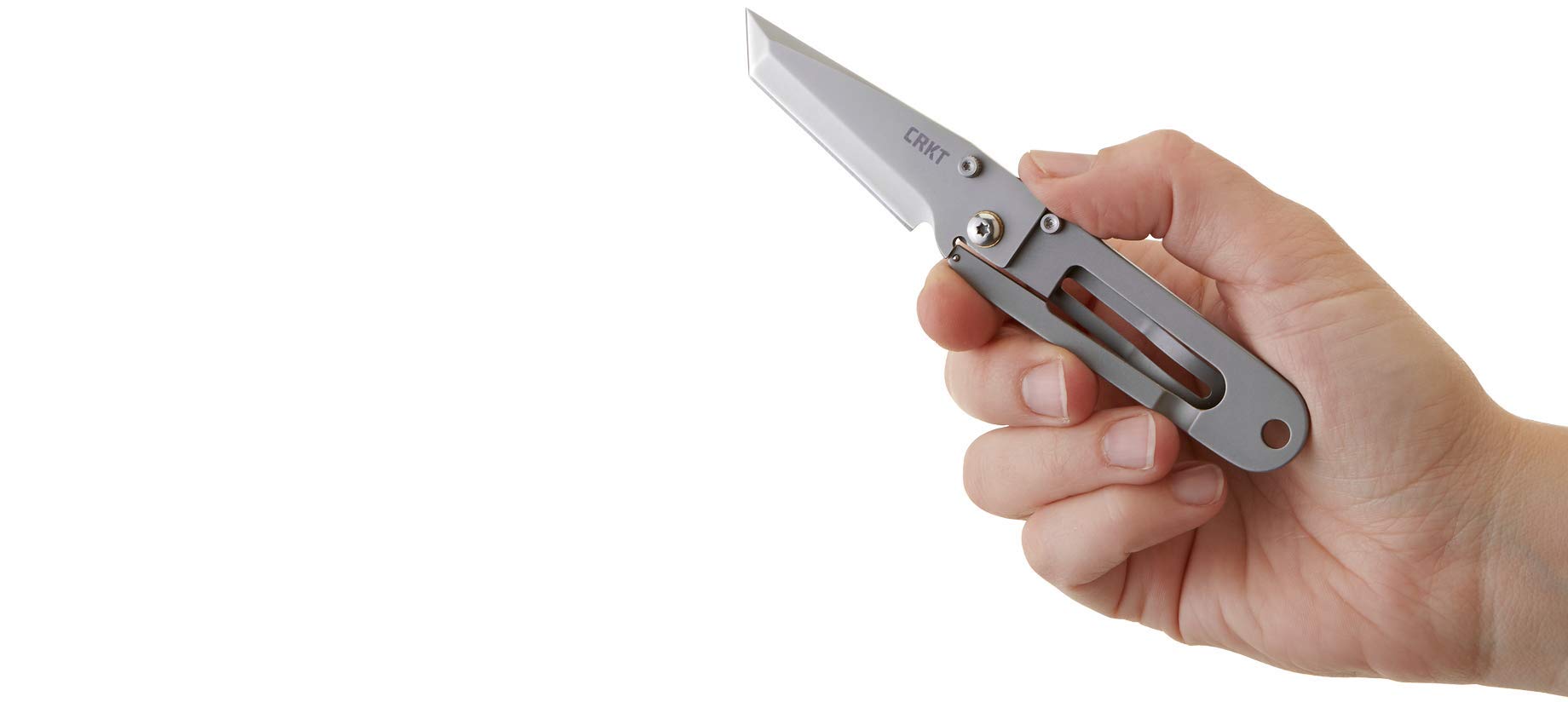 CRKT K.I.S.S. EDC Folding Pocket Knife - Compact Everyday Carry Knife with Dual Grind Tanto Blade, Frame Lock & Skeletonized Handle | Gray Plain Edge Tactical Knife for Camping, Hiking & Outdoor Survival