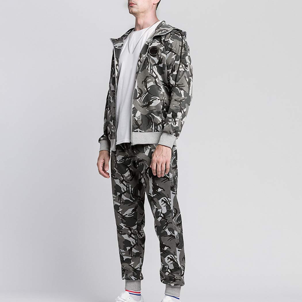 Men's Casual Tracksuit 2-Piece Set - Long Sleeve Hooded Running Jogging Athletic Sportswear for Gym, Workout & Outdoor Activities