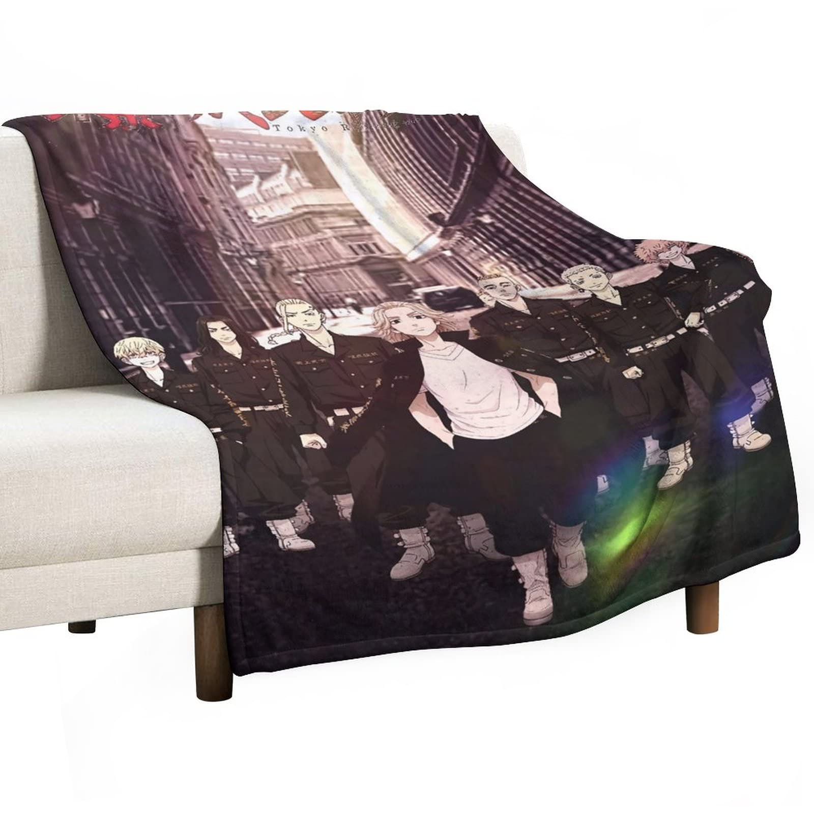 Tokyo Revengers Anime Mikey Baji Chifuyu Flannel Blanket - Super Soft Plush Bedding for Sofa & Living Room - 70x80 Inches (173x200cm) - Perfect for Anime Fans, Cozy Nights & Home Decor