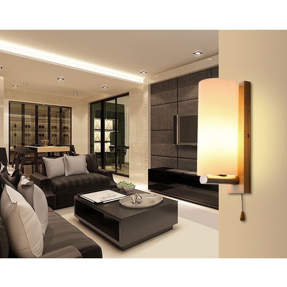 Modern E27 Wall Lantern - Solid Wood Wall Mounted Sconce for Living Room, Bedroom & Hallway Lighting | Japanese Style Bedside Lamp & Restaurant Wall Fixture | Perfect for Ambient, Accent & Decorative Lighting