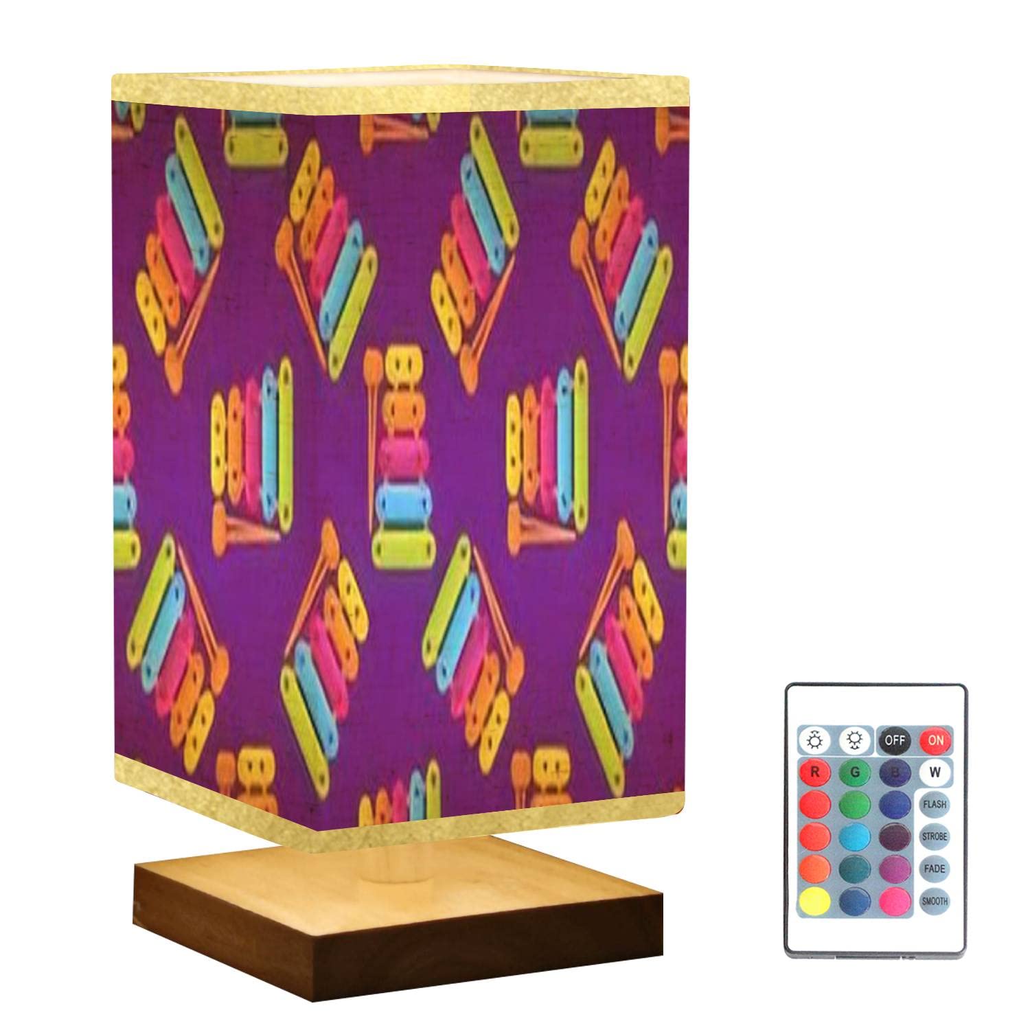 Kids Wooden Xylophone Bedside Table Lamp - Multicolored Percussion Musical Instrument with Flaxen Fabric Shade, Dimmable Nightstand Light for Bedroom, Nursery & Living Room - Perfect for Bedtime Stories, Playtime & Relaxation